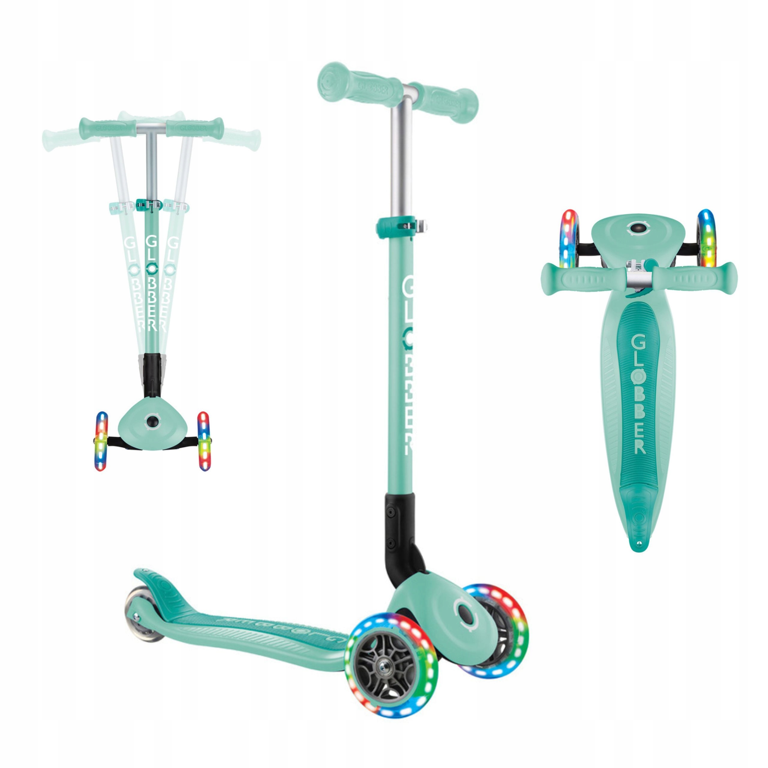 Balanční koloběžka pro dítě s 3 Led svítícími kolečky Globber, mátová