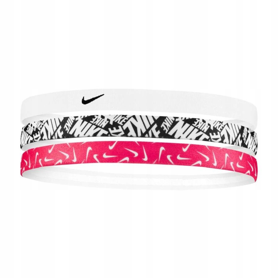 Pásek pro podporu vlasů Nike Headbands White/black/pink 114 3 ks