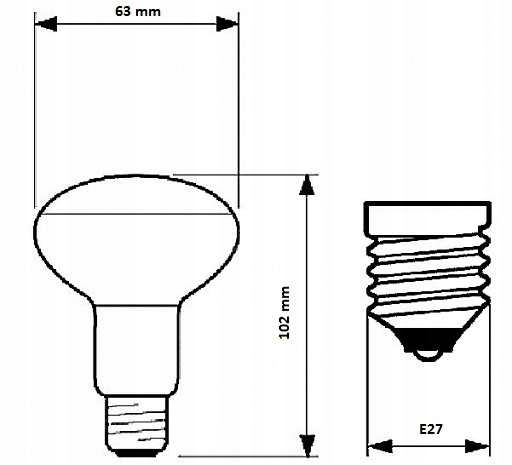 ŻARÓWKA ZWIERCIADLANA REFLEKTOR GRZYBEK R63 E27 60 Liczba sztuk 1 szt.