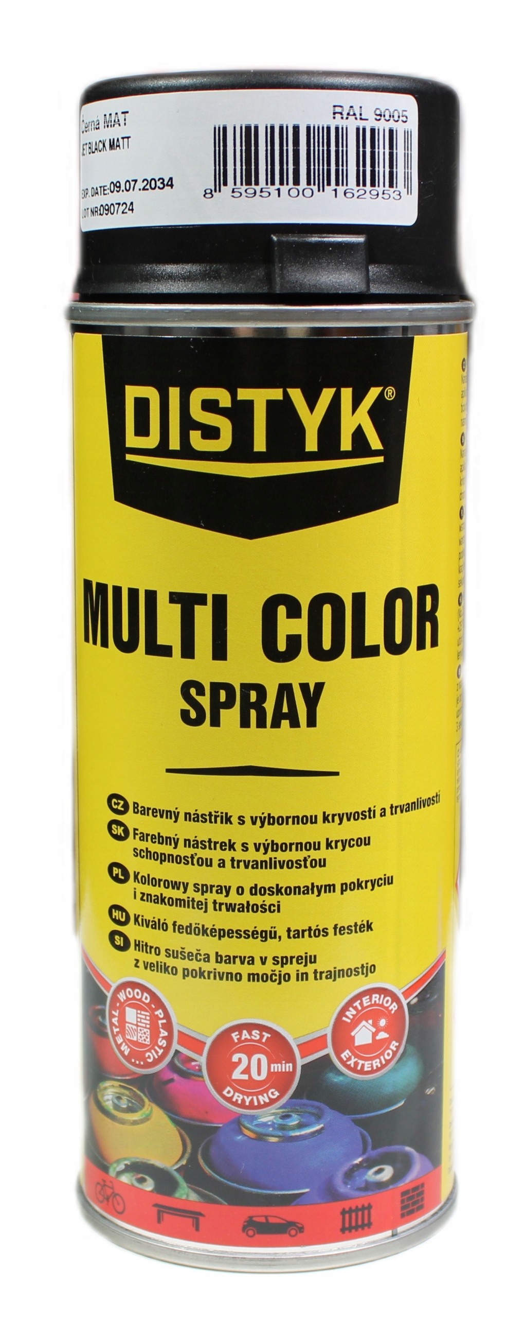 Lakier W Sprayu Do Plastiku Metalu Czarny Głęboki Matowy Mat color 9005