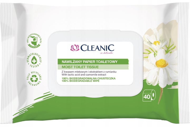 

Cleanic nawilżany papier toaletowy Rumianek 40szt