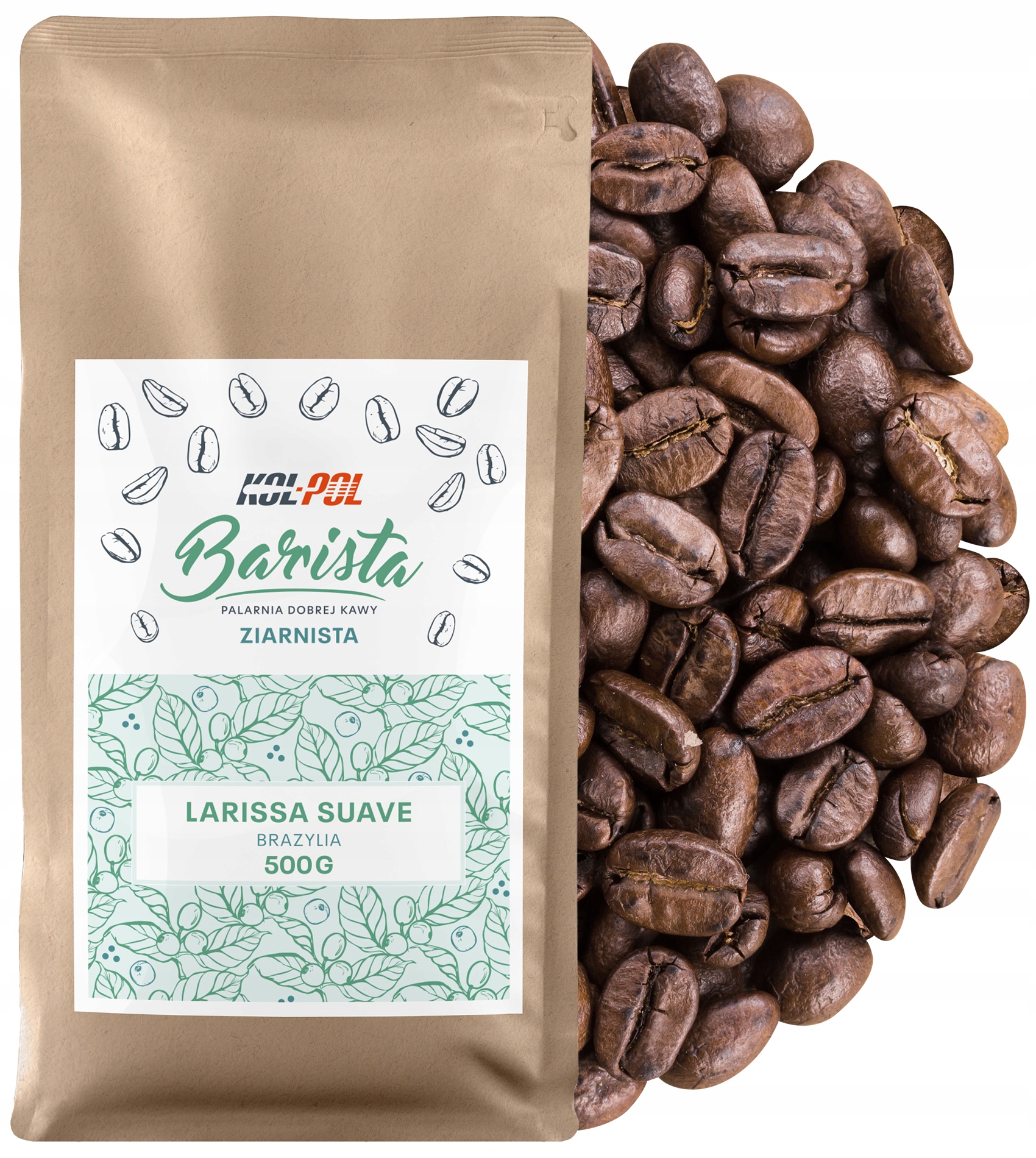 Levně Káva Zrnková 500 g Káva Arabica Čerstvě pražená Larissa Suave x Kol-Pol