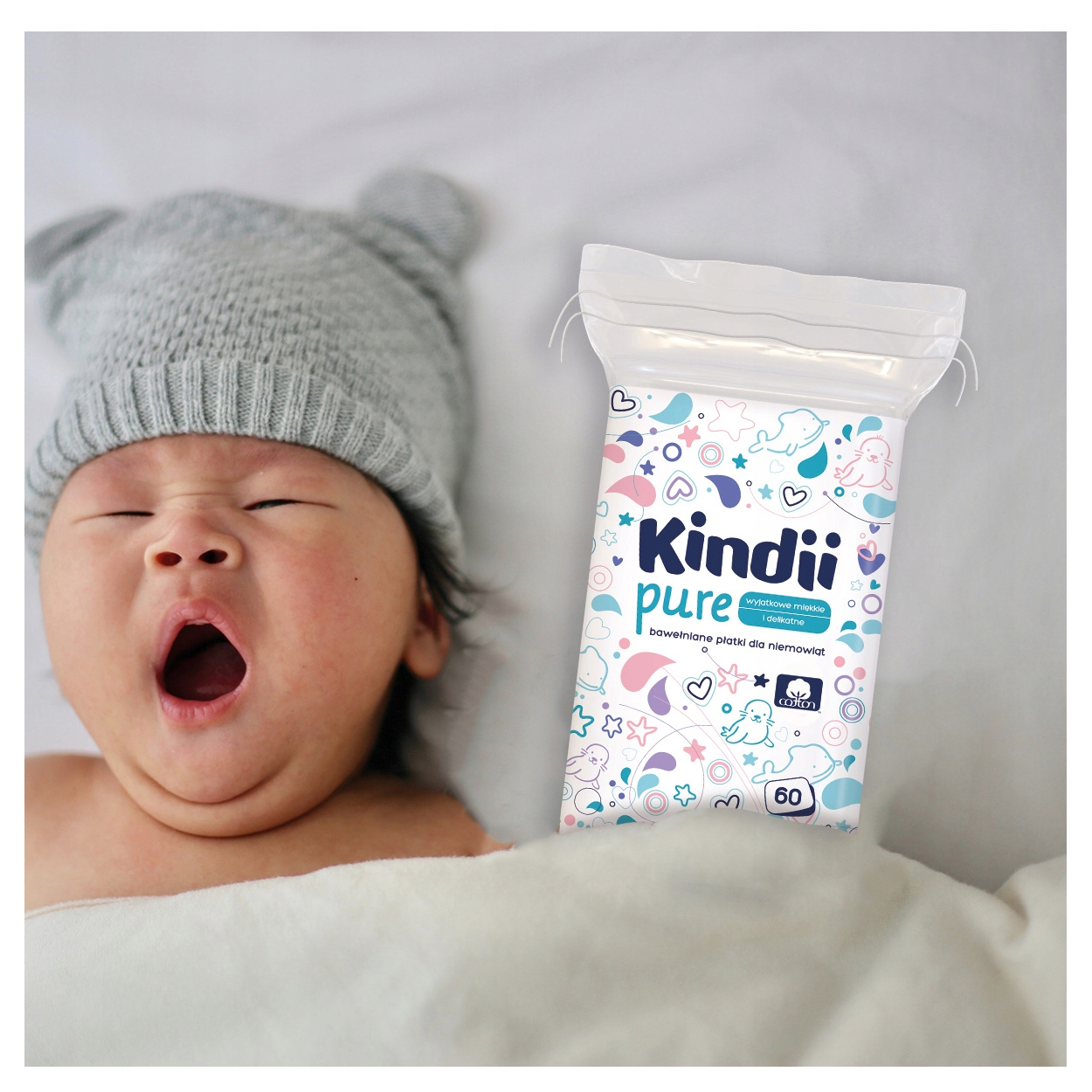 CLEANIC KINDII PŁATKI bawełniane DLA NIEMOWLĄT kosmetyczne 1200 płatków EAN (GTIN) 0651822592725