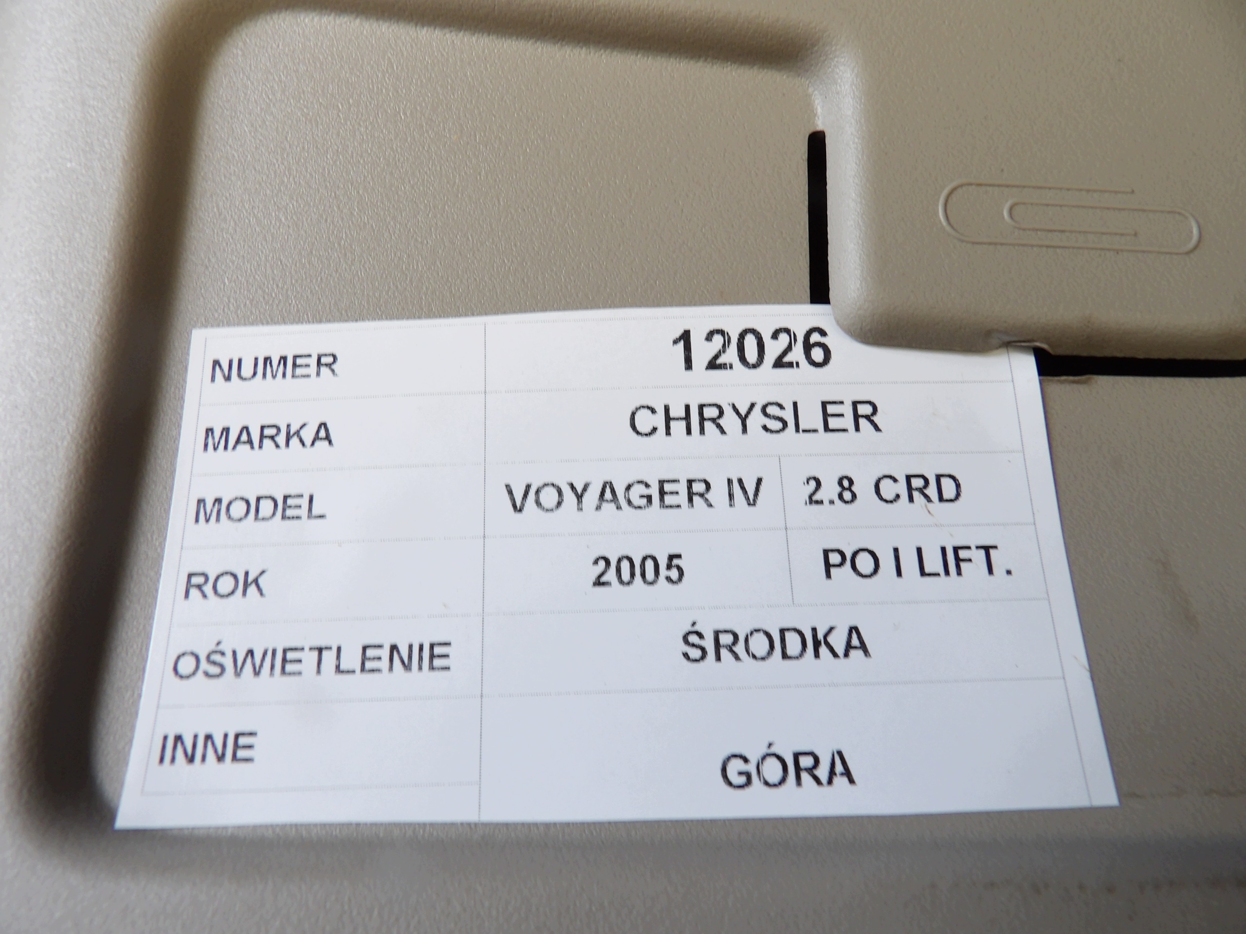Chrysler Voyager IV 2,8 CRD panel lighting cabs