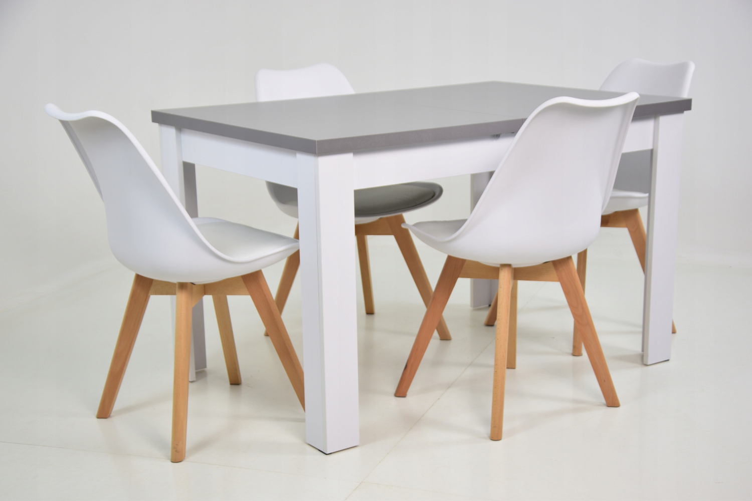 Stół rozkładany 80x120/160 cm i 4 krzesła SKANDYNAWSKIE Długość stołu 120 cm