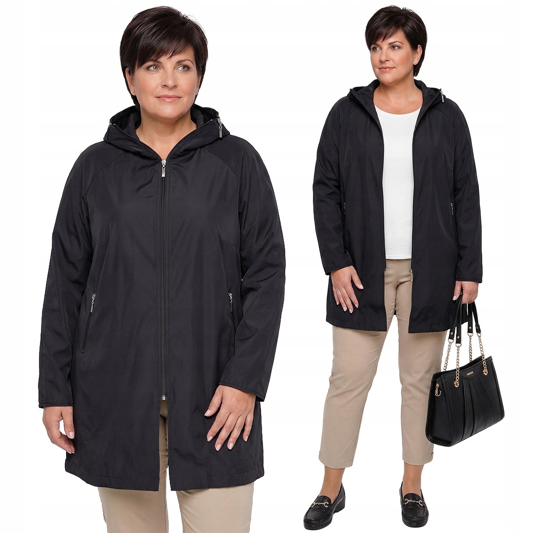 Černá bunda s kapucí plus size velikost 56