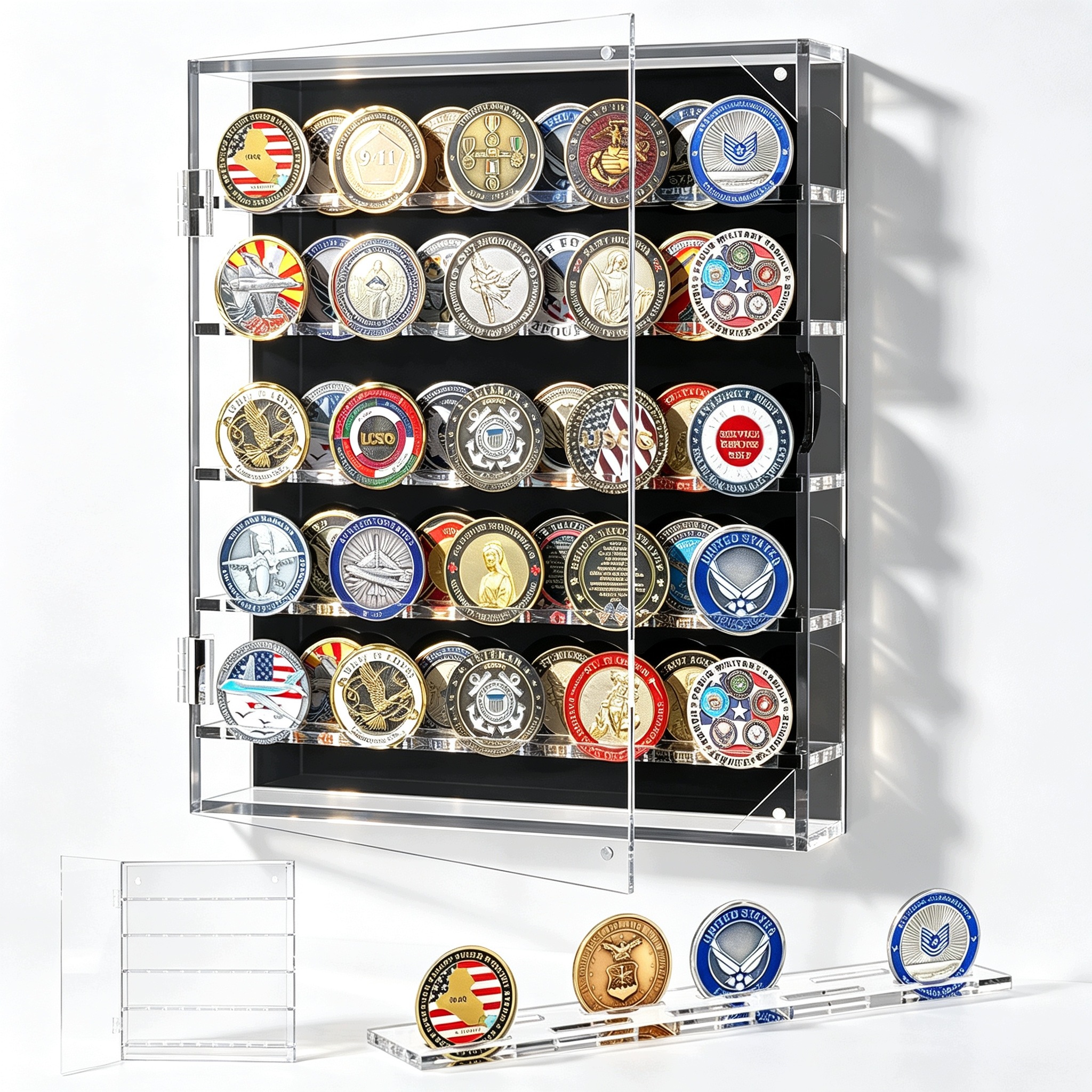 Vitrína Na Mince Nástěnný Držák Vitrína Na Mince Medaile Challenge Coins
