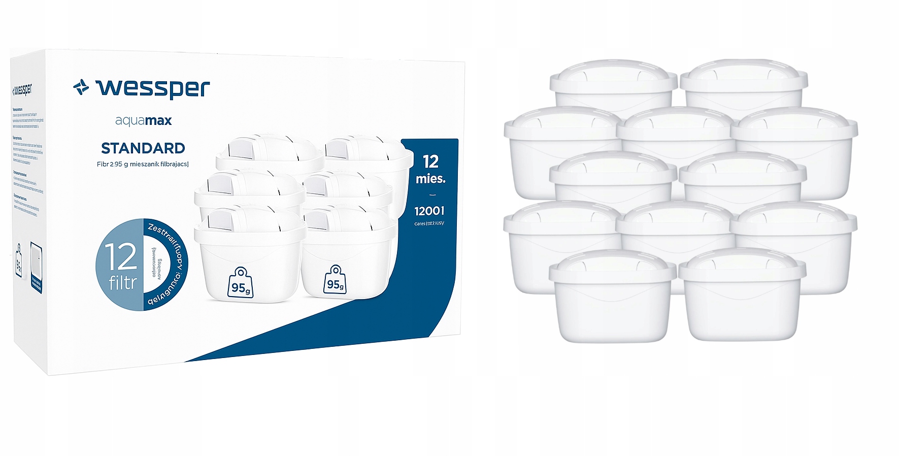 Filtry do wody Wessper Aquamax do dzbanka Brita Dafi Aquaphor 12 sztuk