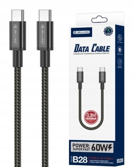 Kabel Jellico USB typ C - USB typ C 0,3 m czarny