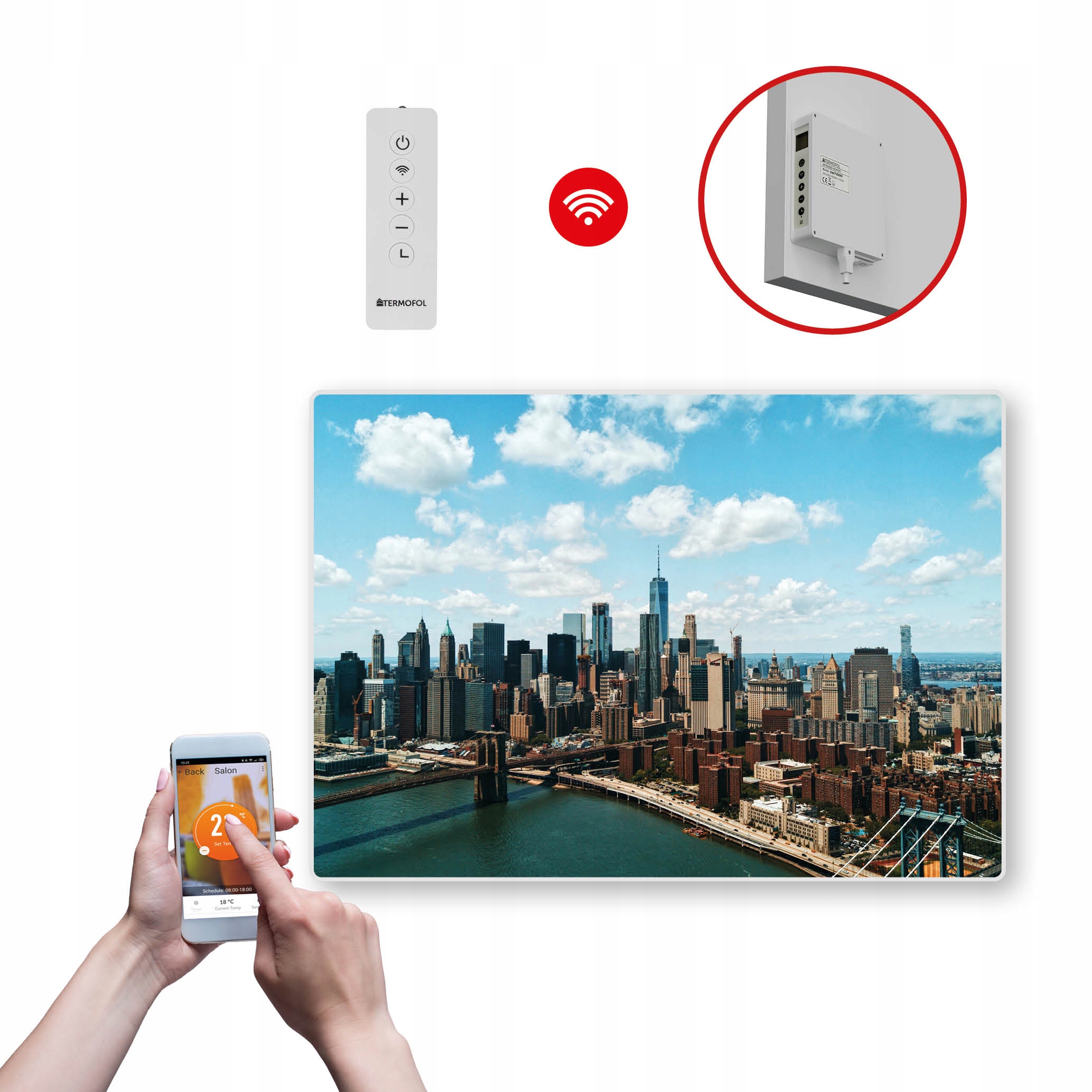 Dekoračný infračervený Vykurovací Panel s výkonom 500 W a Wifi