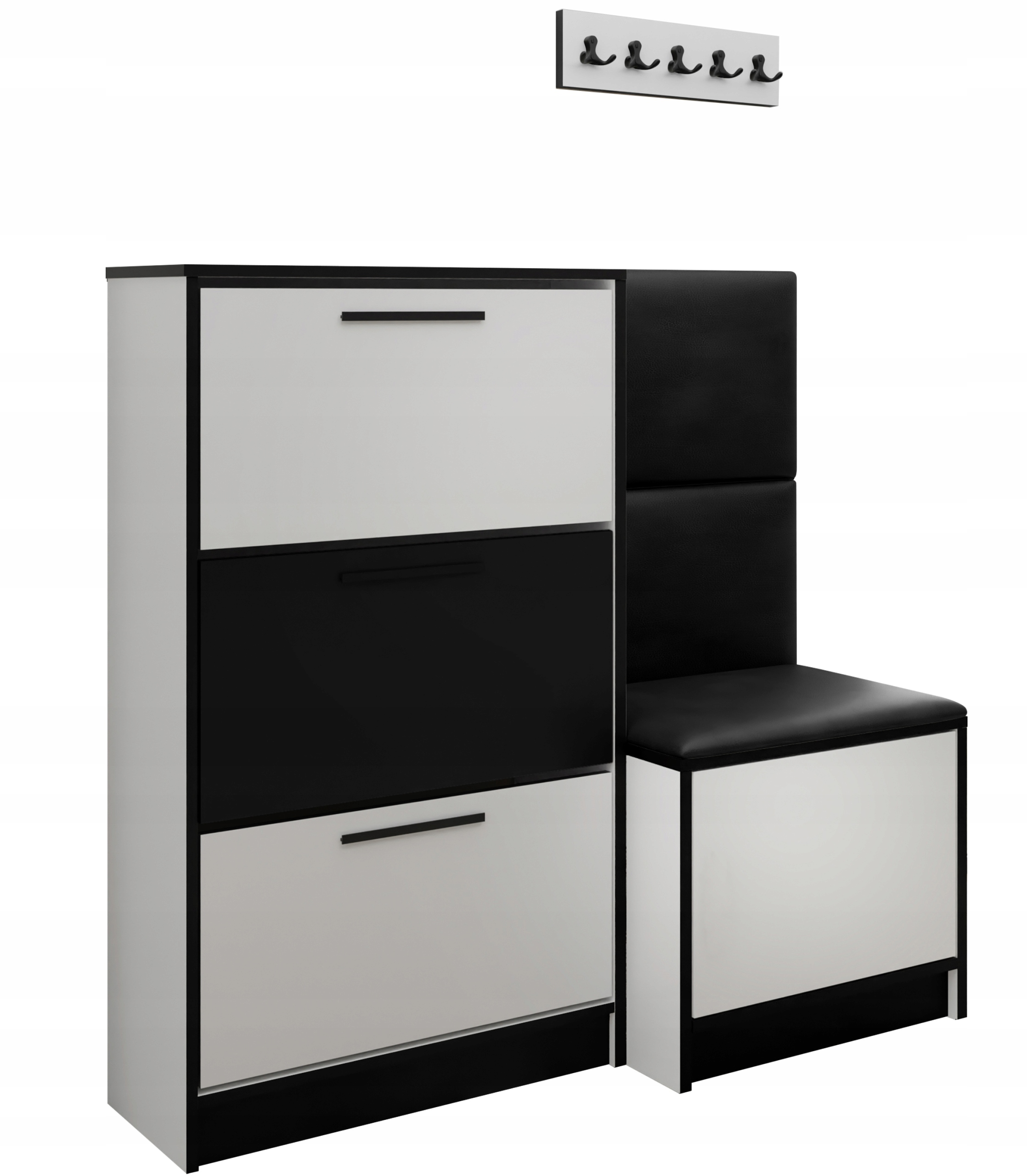 Sada Kubi botník a sedák bílá ekokůže černá