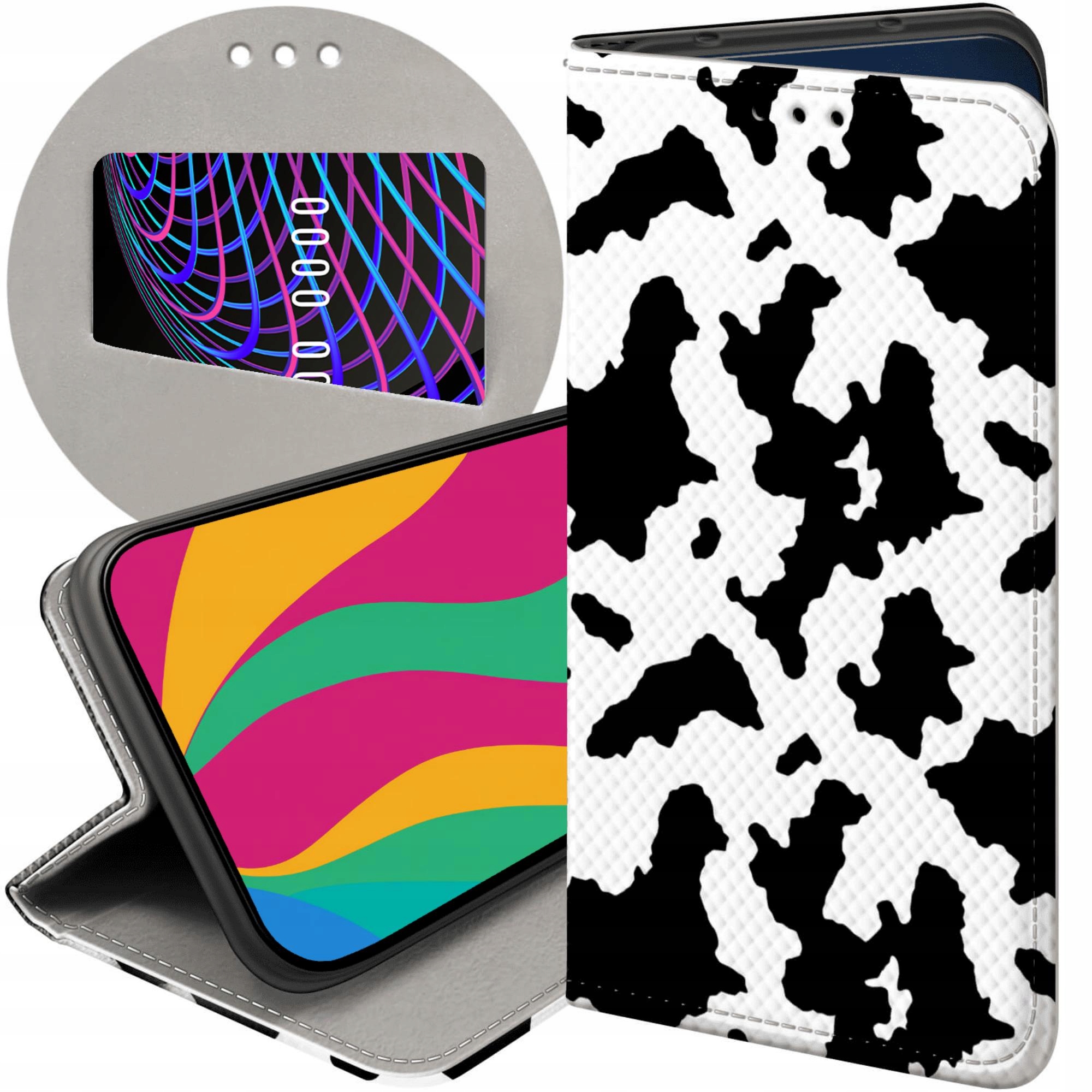 Etui Z Klapką Do Samsung Galaxy S24 Fe Krowa Łaty Plamki Futerał Case