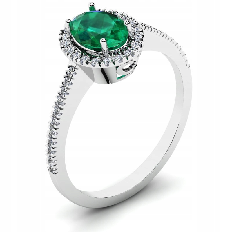 

Pierścionek Z Białego Złota Z Zieloną Cyrkonią