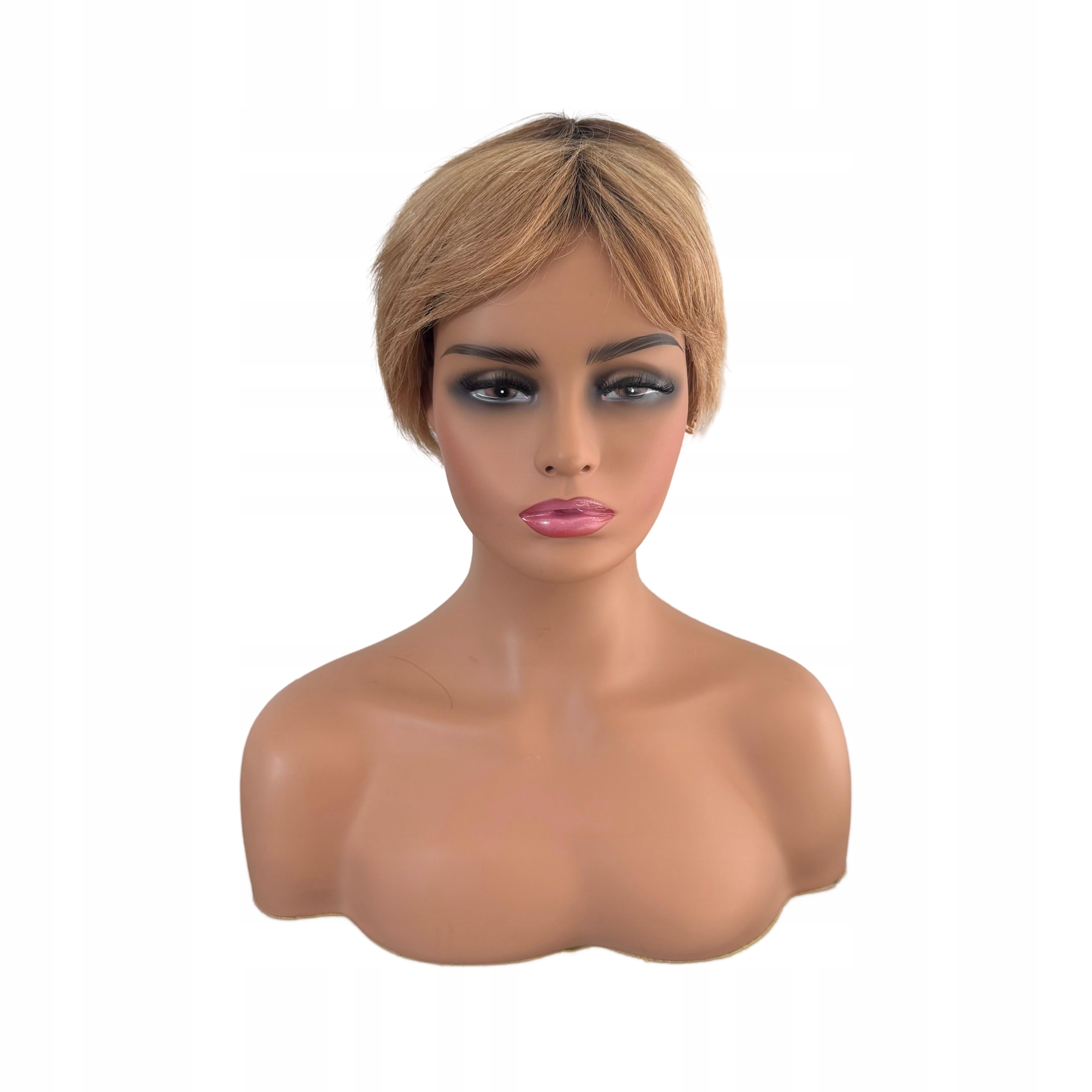 Paruka Naturalna Blond bob odrost hnědá přírodní krátká čepička Bonus