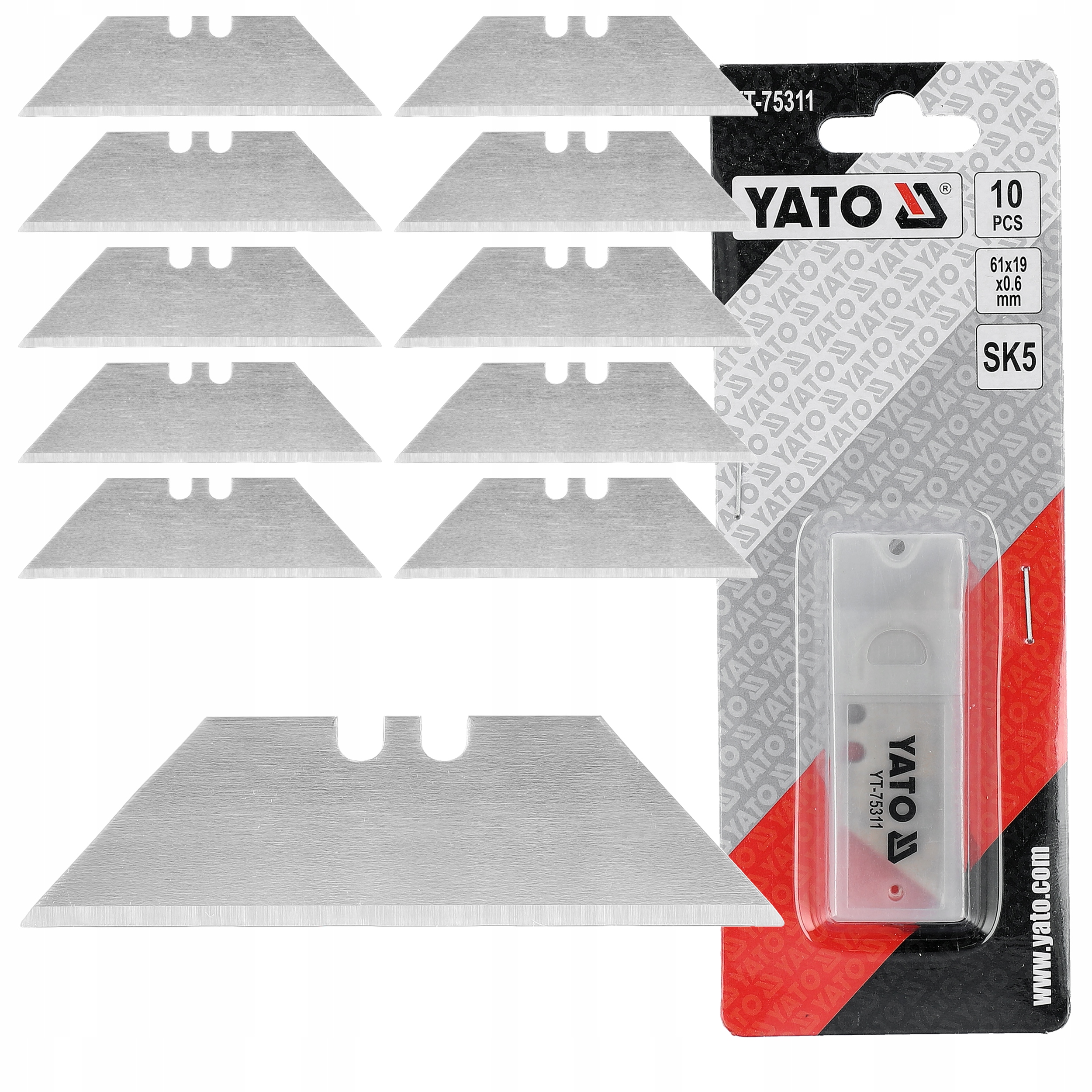Ostrza Zapasowe Wymienne Trapezowe SK5 61x19mm Zestaw 10SZT Yato