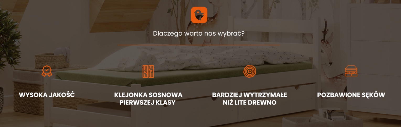 Łóżko pojedyncze ZEFIR 90x200 dla Dzieci o Wyjątkowej Trwałości PRODUCENT Kolor biały