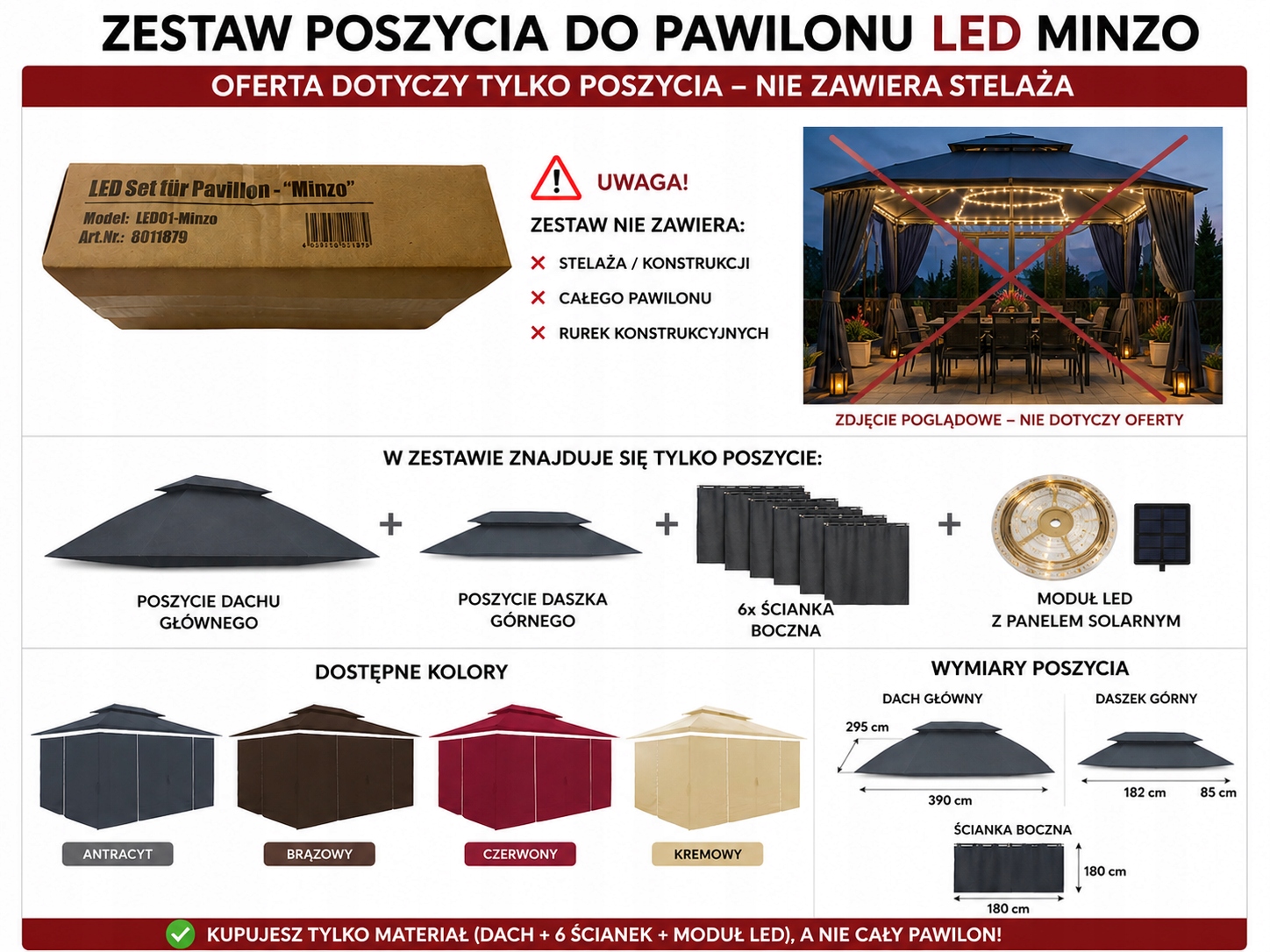 Sada Obložení Pro Zahradní Pavilon Minzo Solární Led Modul