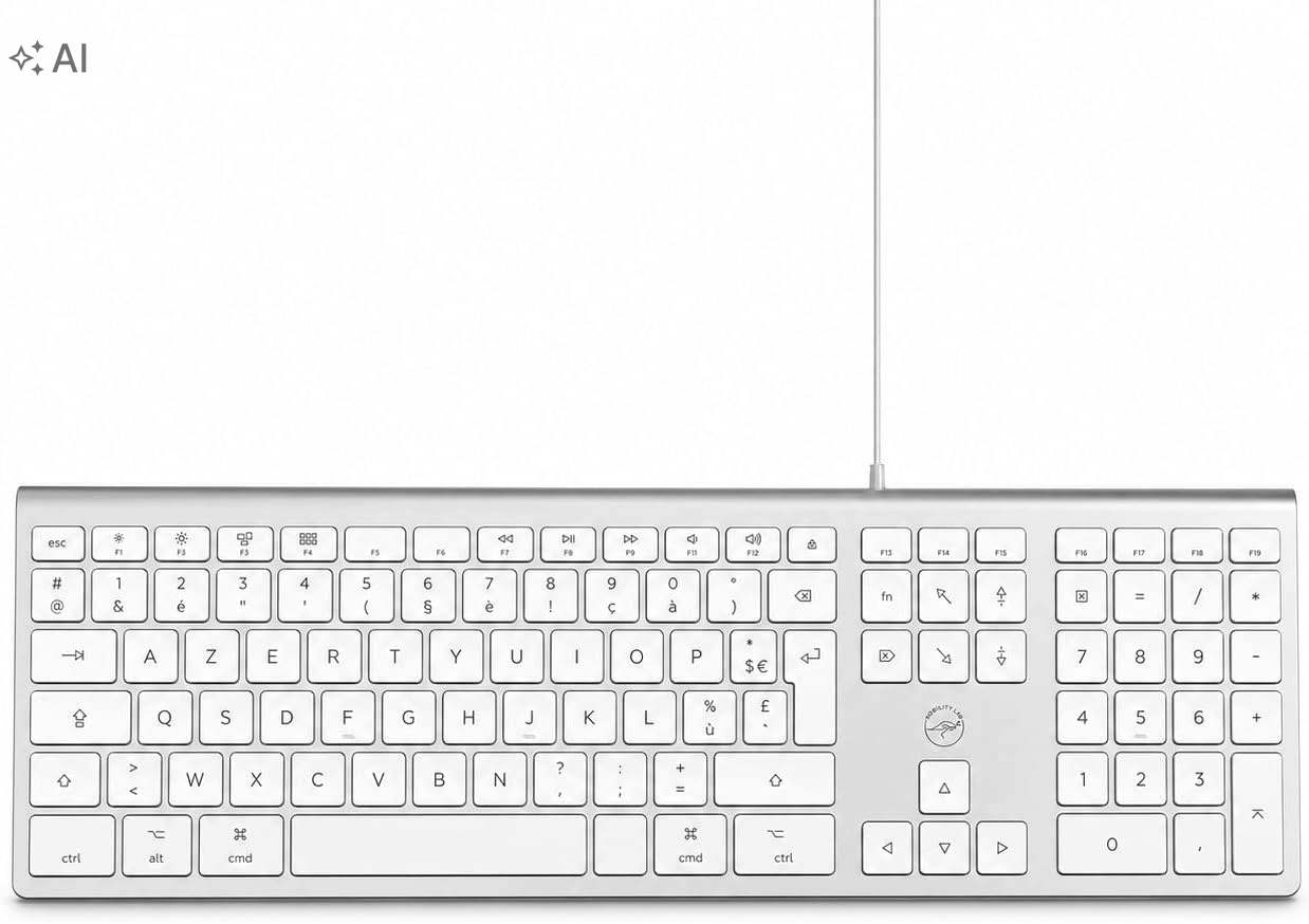 Kabelová klávesnice Mobility Lab se 2 rozbočovači Usb Azerty