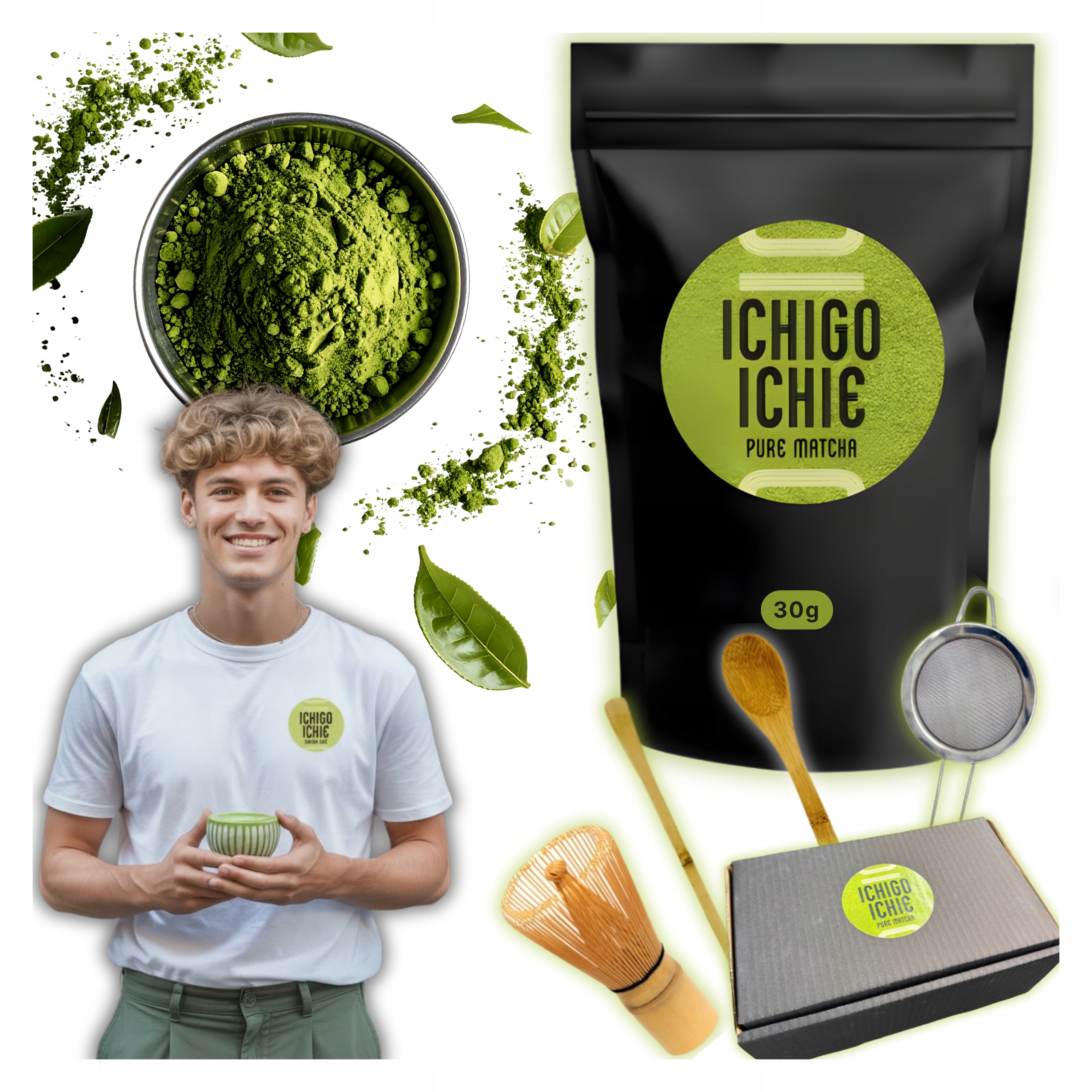 Levně Japonský set Matcha Denní Keto Premium Dárek Akcesoria Bonus 30 g