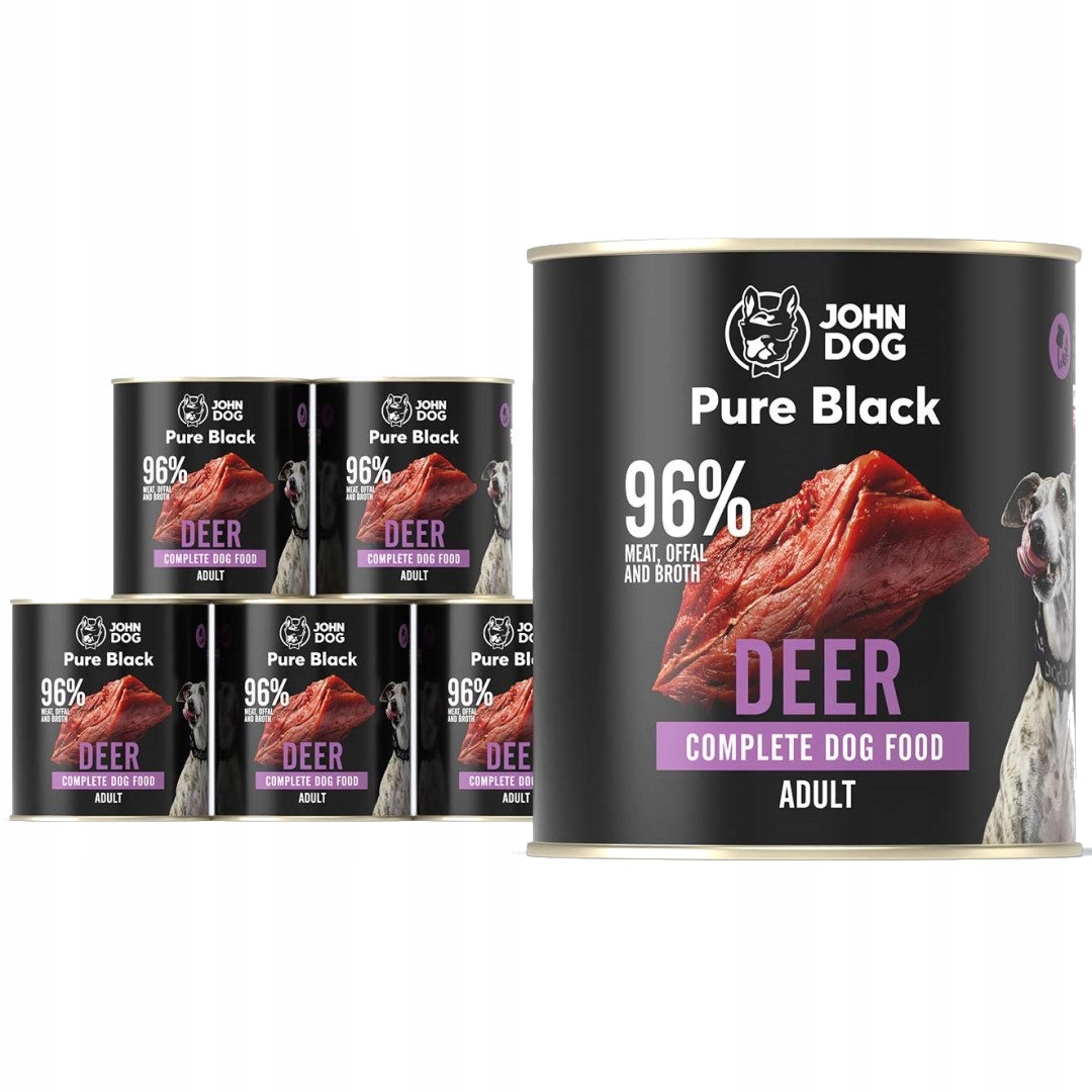 Levně John Dog Pure Black Jelen Krmivo Pro Psy 6x800G