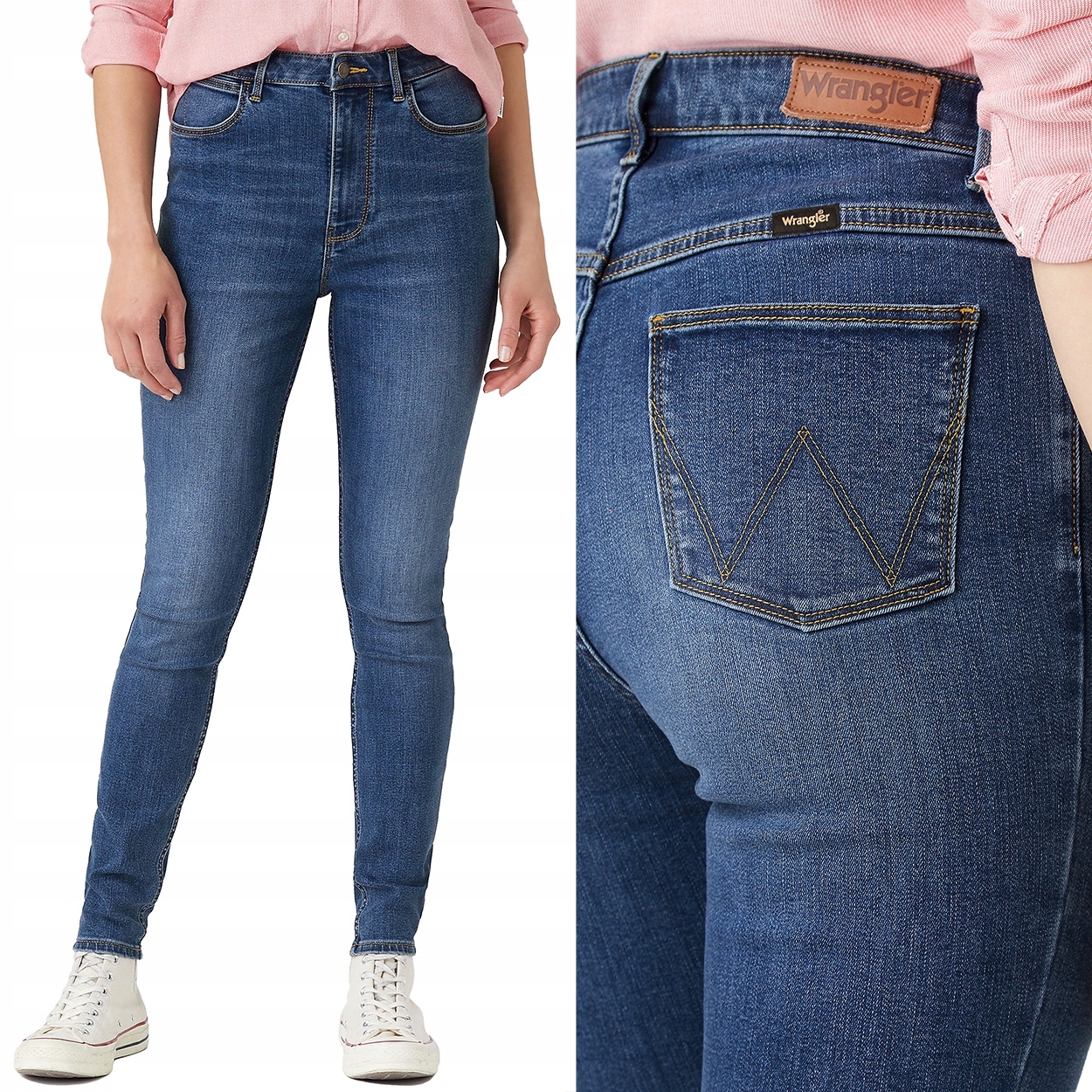 Wrangler Skinny Cloud Džíny Dámské Džínové Kalhoty Vysoké Úzké Nohavice W27 L32