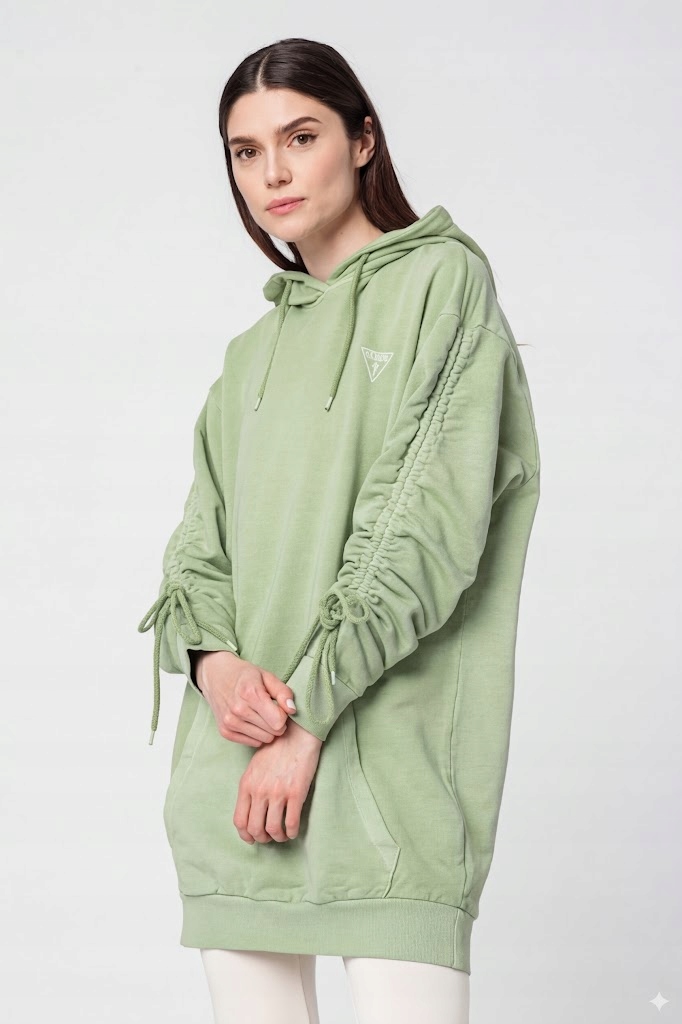 Guess Zelená Šaty Se Stahovacími Šňůrkami Na Rukávech