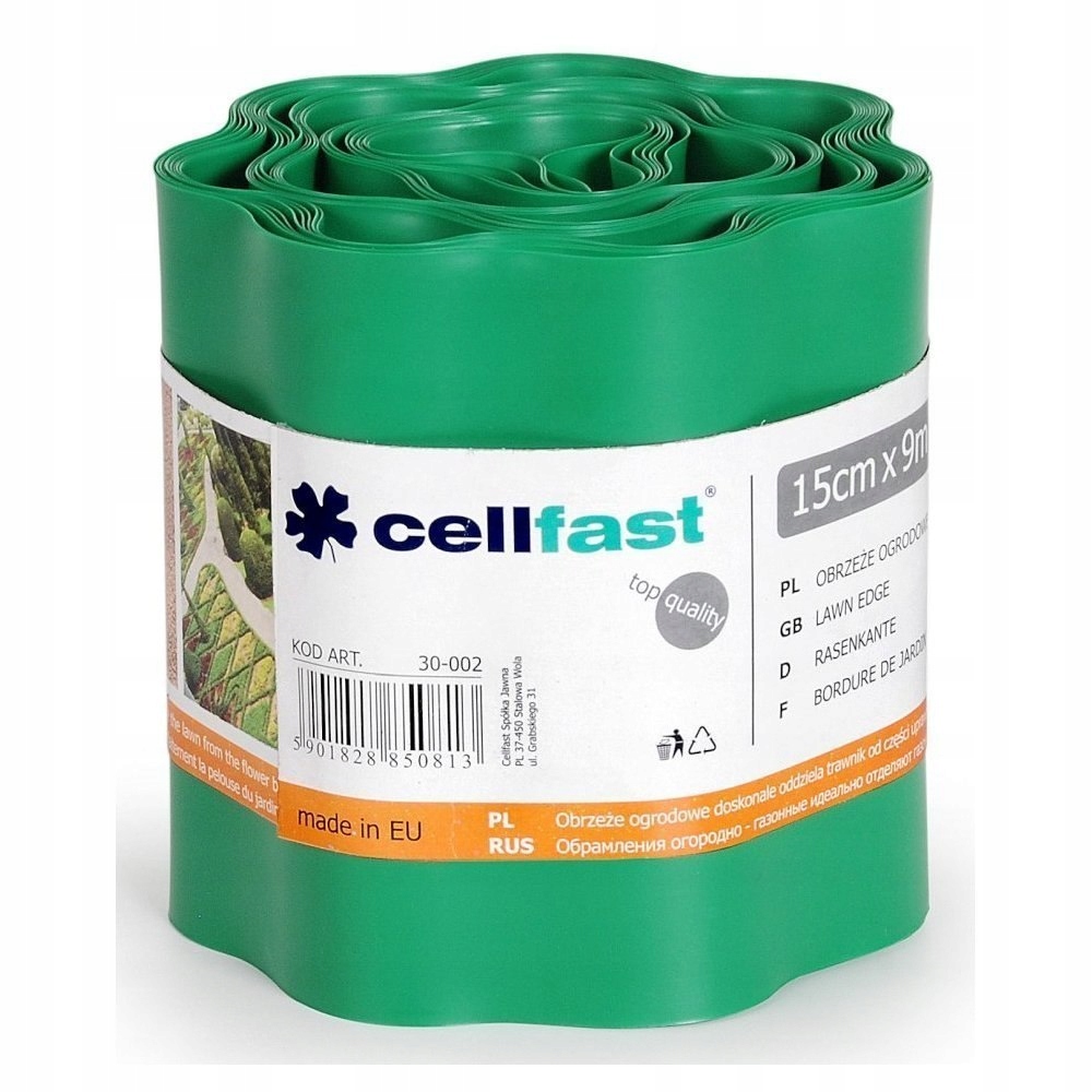 Trávníkový Lem Faliste Cellfast 15 cm 9 m zelený