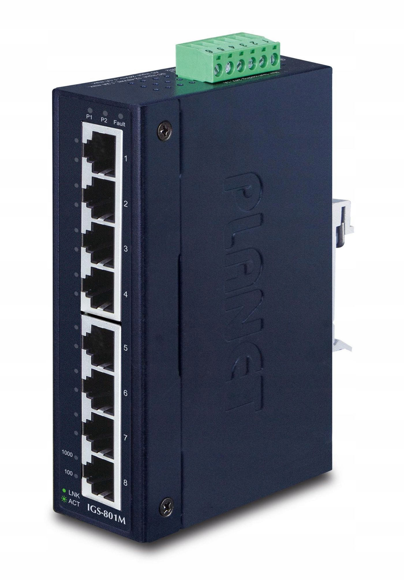 Planet IP30 Slim, 8portový průmyslový switch