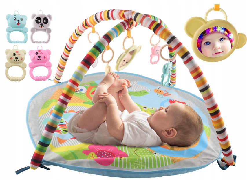 Mata Edukacyjna Miękka Interaktywna Grzechotki Lusterko