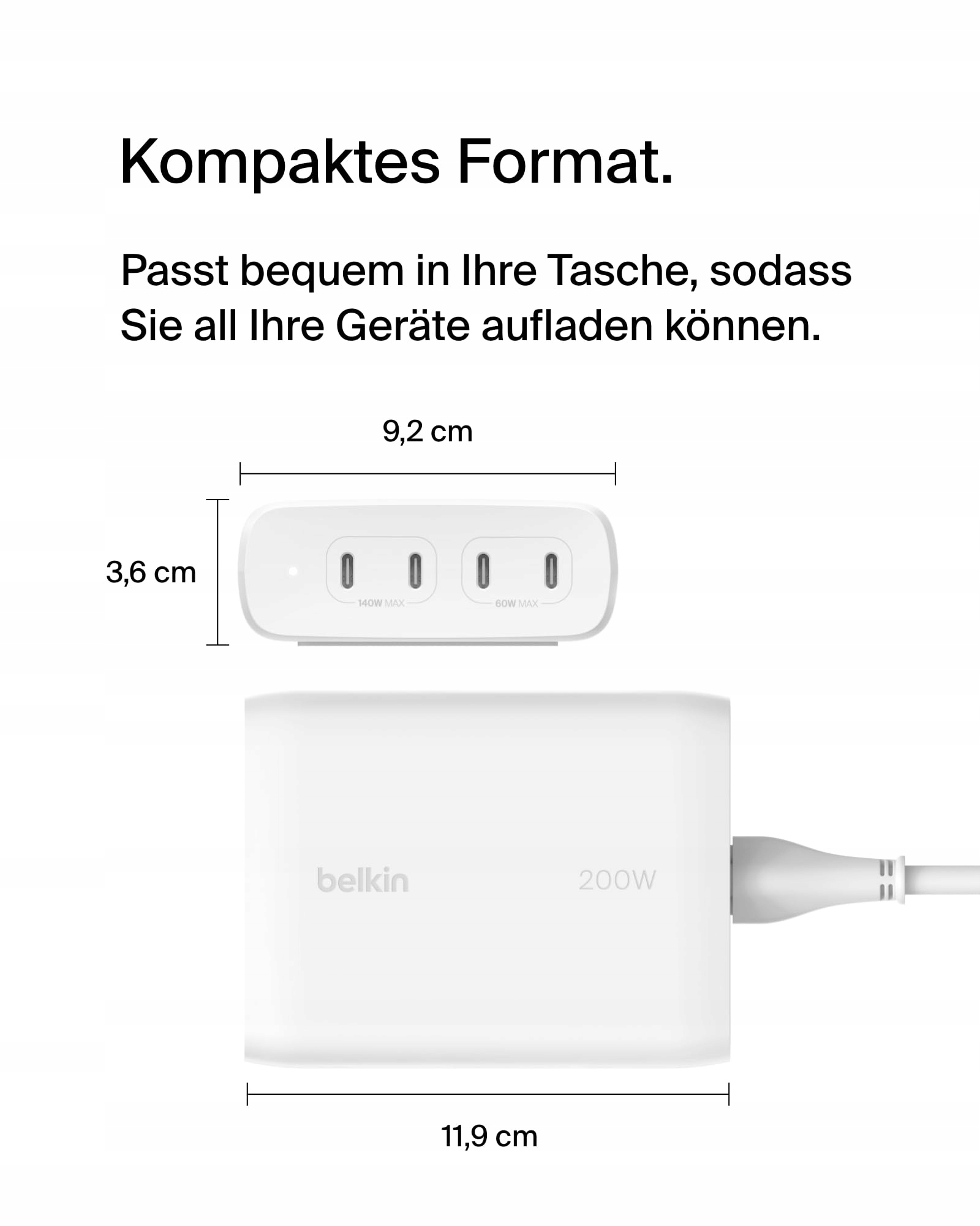 BELKIN BoostCharge Pro 4-Portowy Ładowarka USB-C GaN 200W Szybkie Ładowanie — miniatura 7