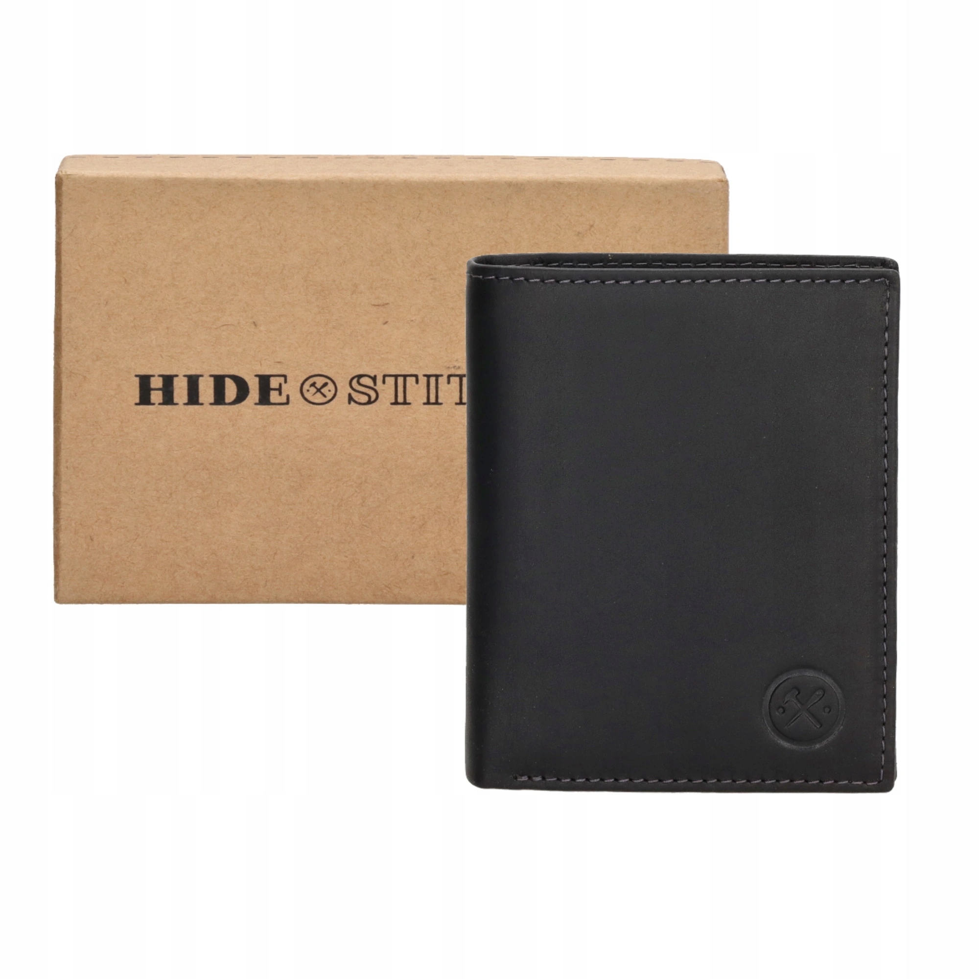 Hide & stitches Japura kožená peněženka v krabičce na výšku černá