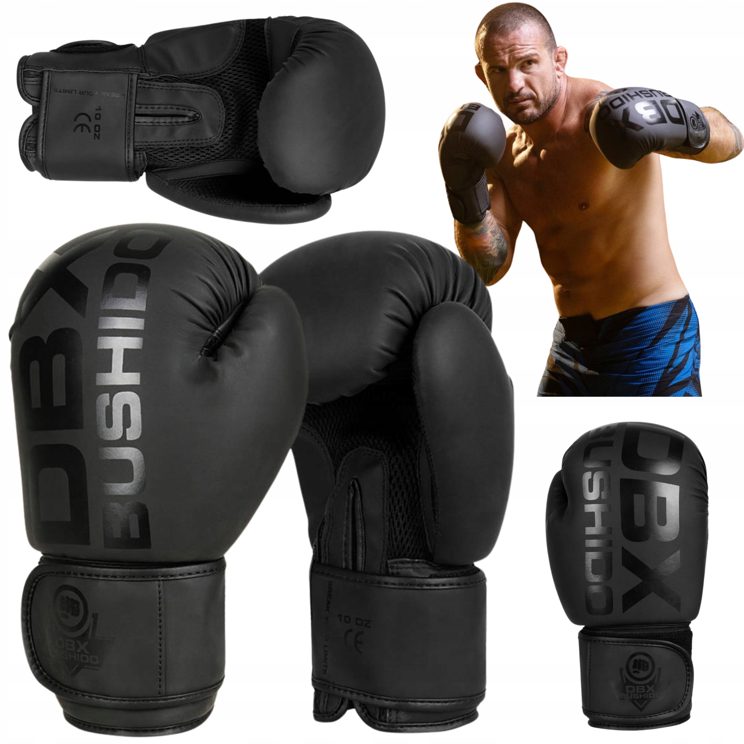 Bushido Rękawice Bokserskie Treningowe Sparingowe Active Clima 14 Oz Czarne