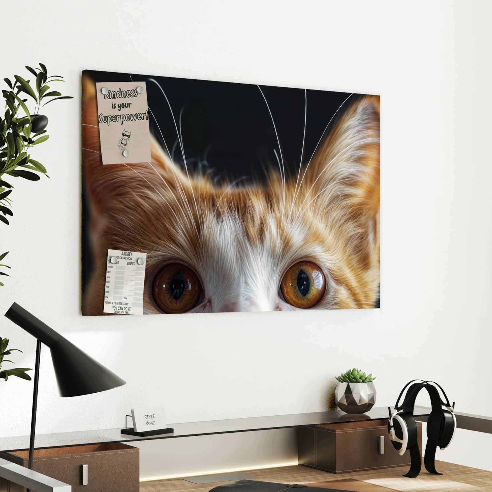 Magnetická tabule Delikatny Pohled kočky 60 × 40 cm