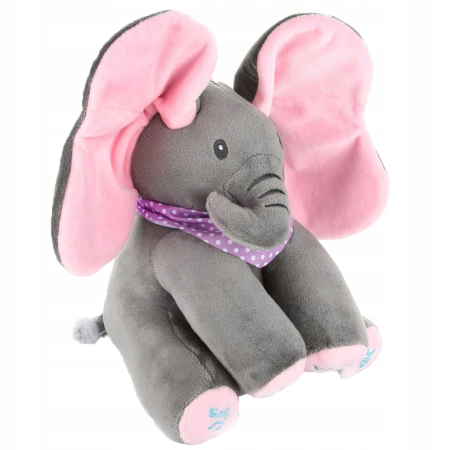 MASKOTKA GRAJĄCA SŁONIK ŚPIEWAJĄCY INTERAKTYWNY SŁOŃ A KUKU RUSZA USZAMI Efekty dźwiękowe ruchowe