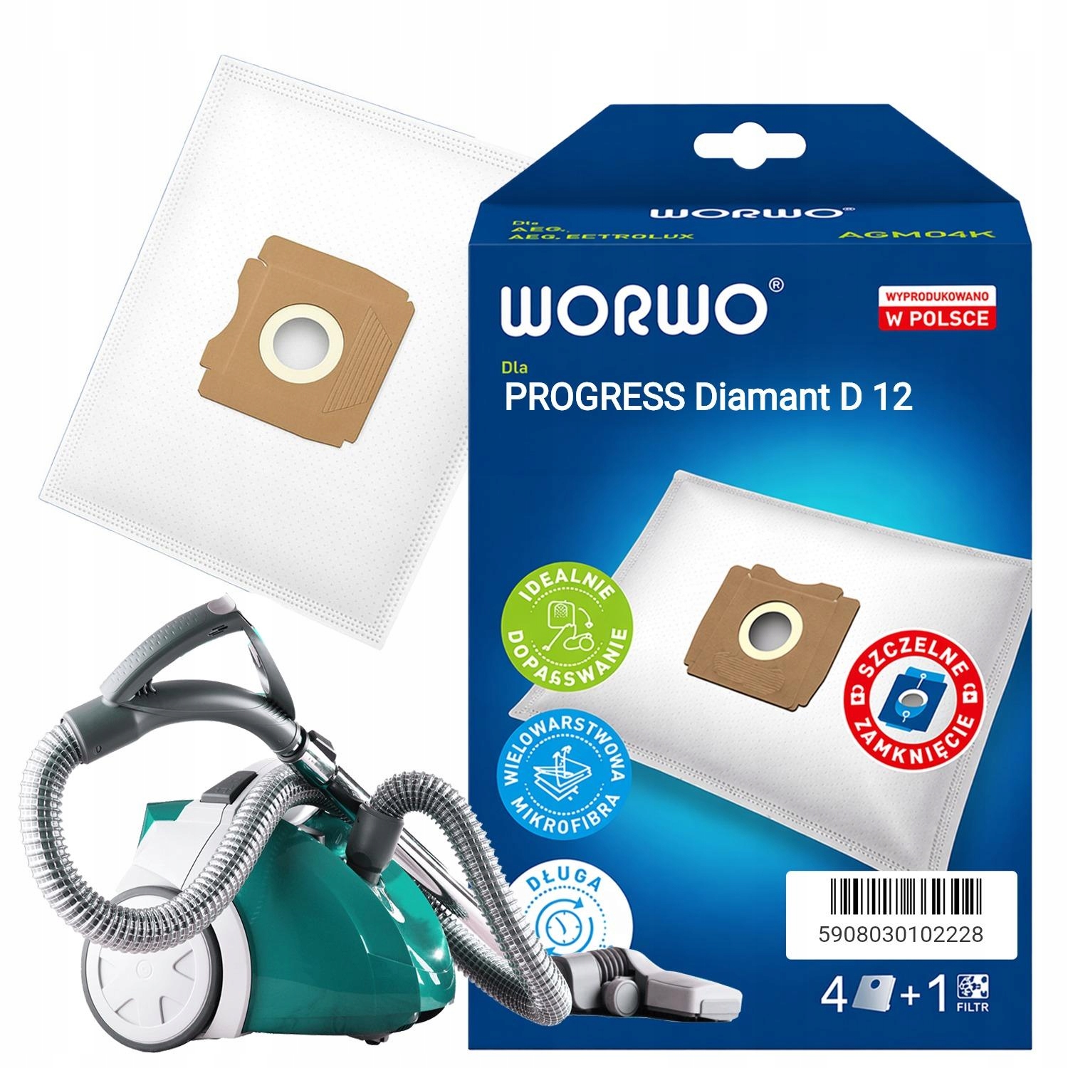 Worki Do Odkurzacza Progress Diamant D 12 AGMB01, 4 Sztuki, Filtr