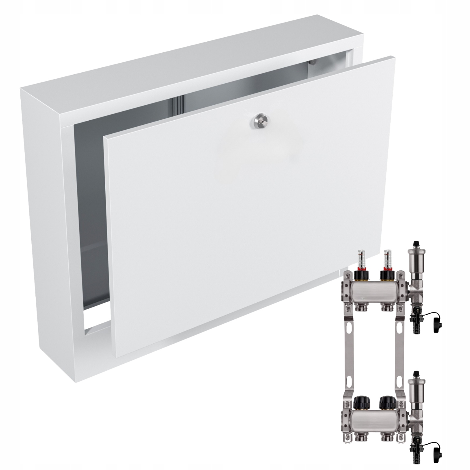 Nerezový Rozdělovač Podlahových Krytin 2+ Nástěnná Skříňka Bílá