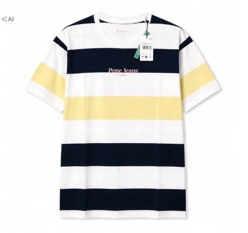 Pepe Jeans Dámské Pruhované Tričko Bílá Tmavě Modrá Žlutá XL