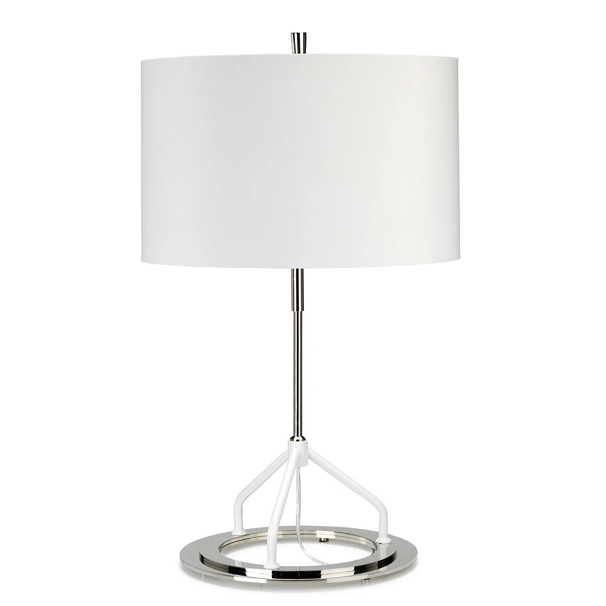 Stolová lampa leštený nikel s bielym tienidlom, moderná, 65 cm Elstead