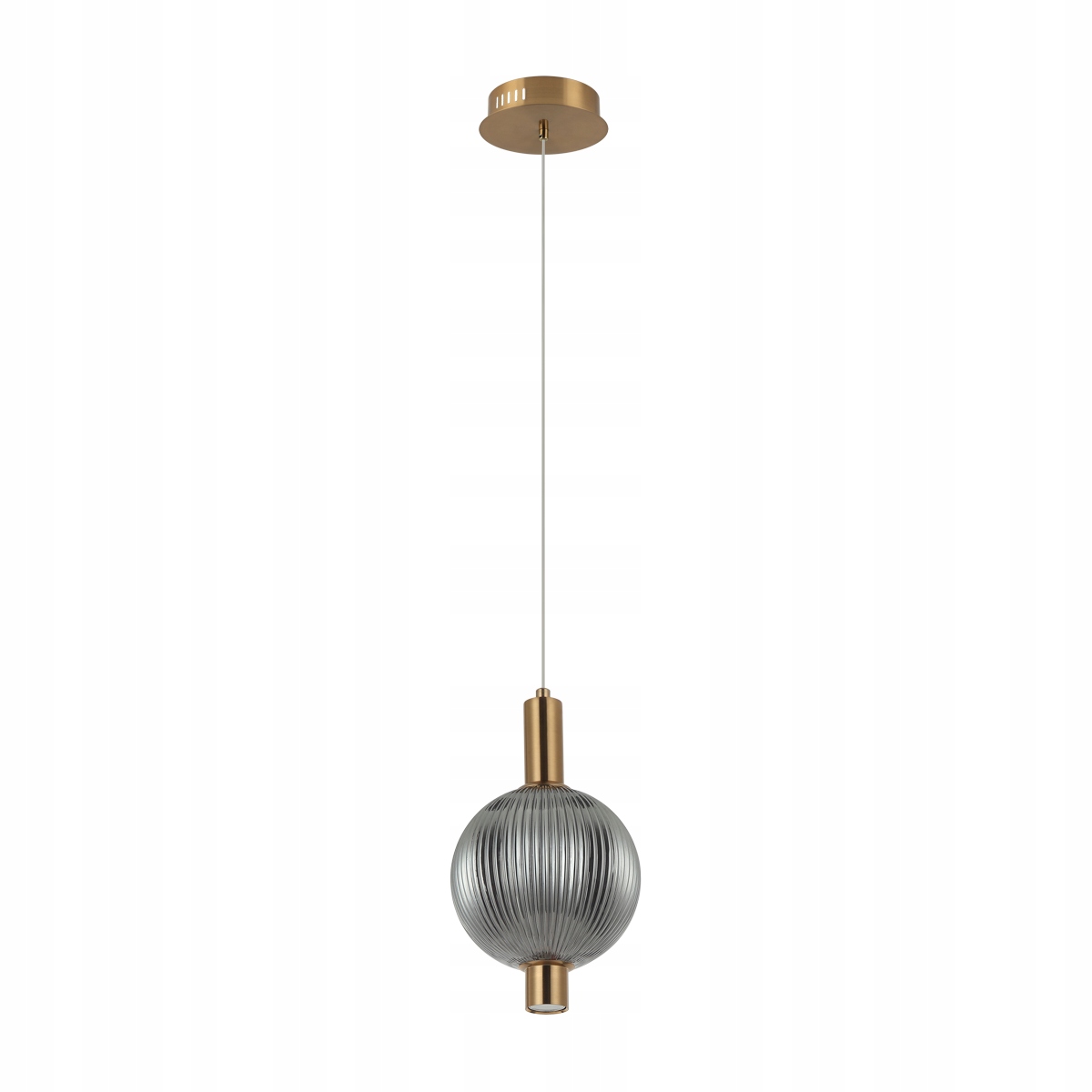 Italux Lenti Led závesná lampa Zlatá ryhovaná guľa Ø15 cm 7 W