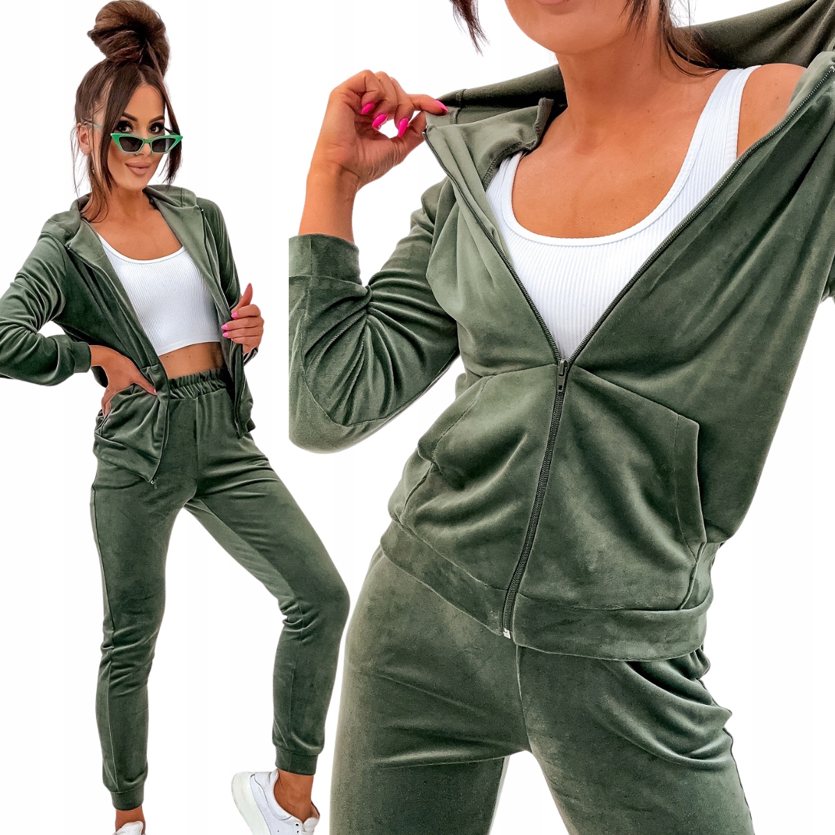 Elegantní teplákovka mikina na zip s kapucí kalhoty 829 XL