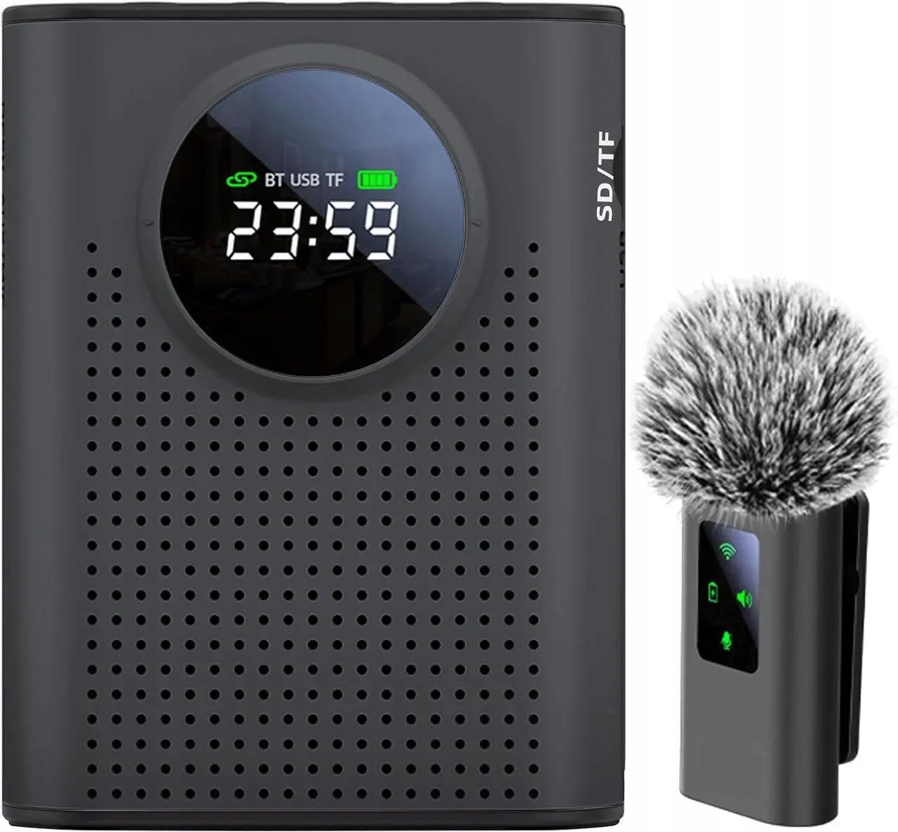 Bezdrátový hlasový zesilovač s mini mikrofonem Pickup Zesilovač Černý