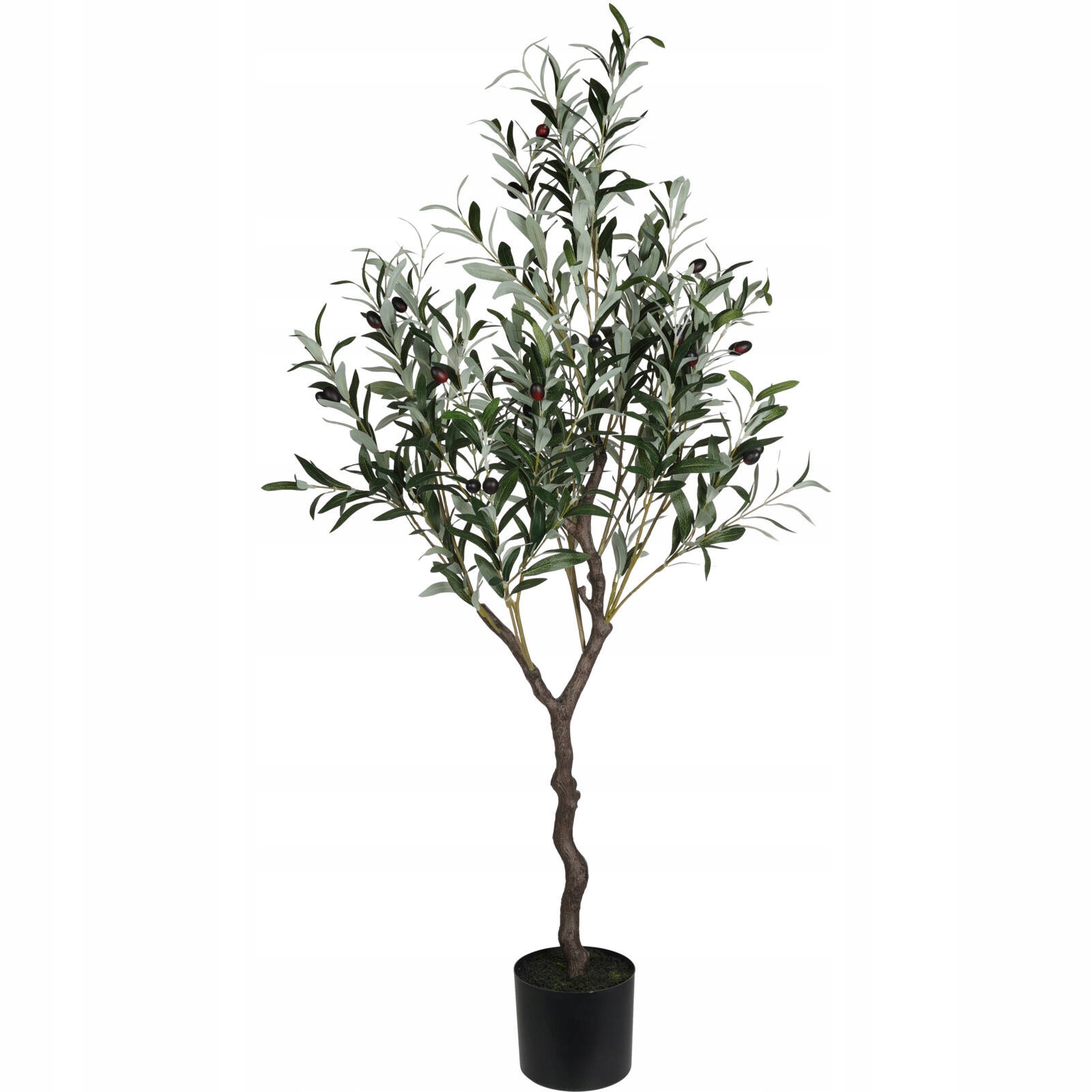Umelý Olivový Stromček 121 CM Čierny Kvetináč Plast