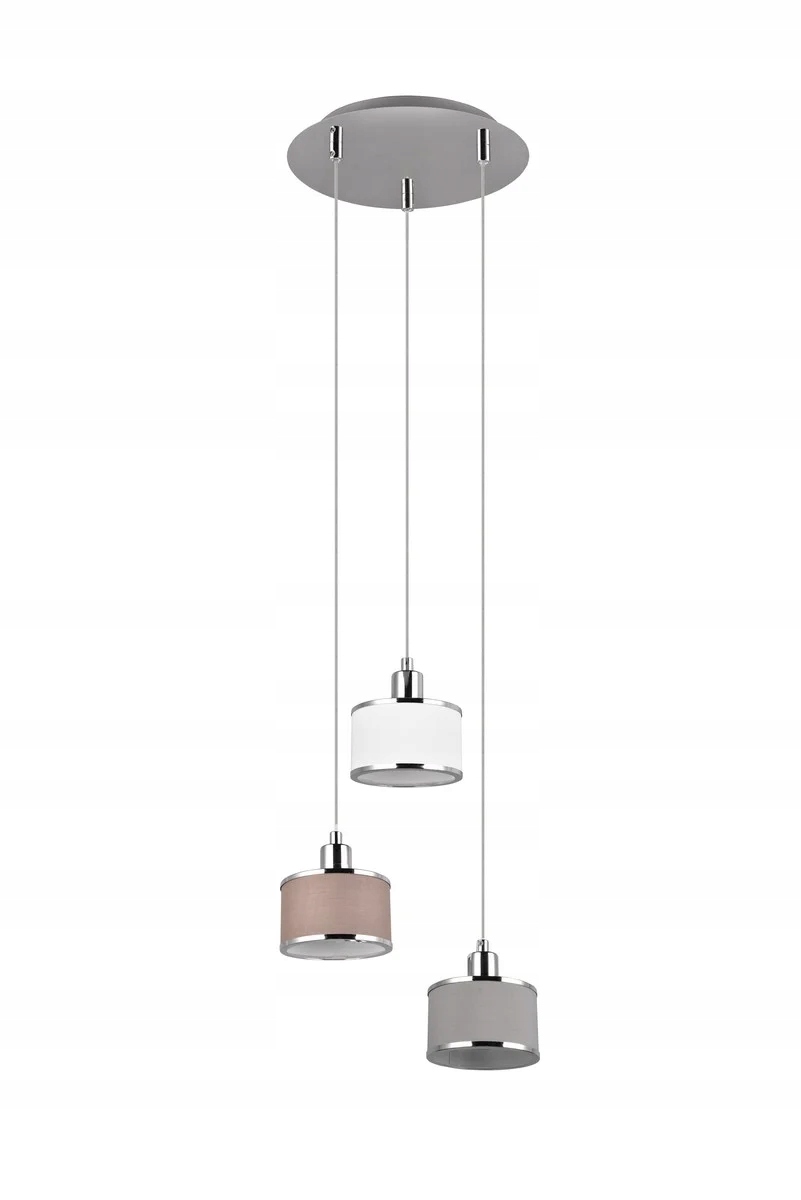 Moderná dekoratívna okrúhla závesná lampa s tienidlami, strieborná, 3 body Trio