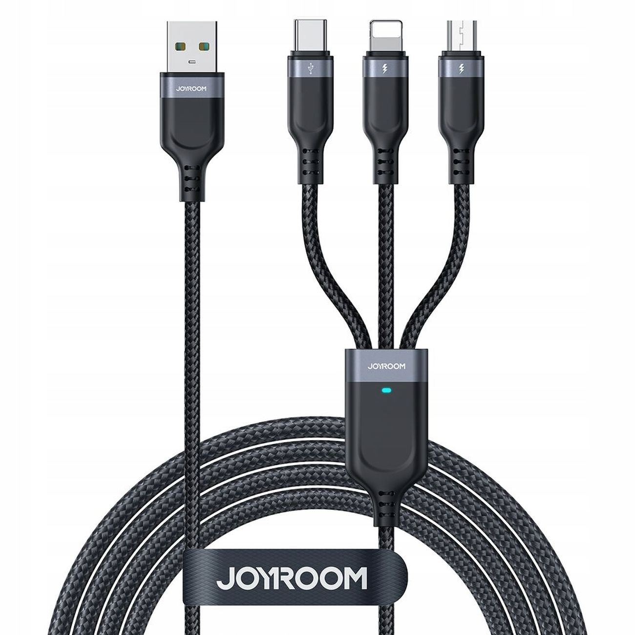 Kabel Joyroom S-A18 3w1 3,5A Usb-a Lightning+USB-C+MicroUSB 1,2m czarny