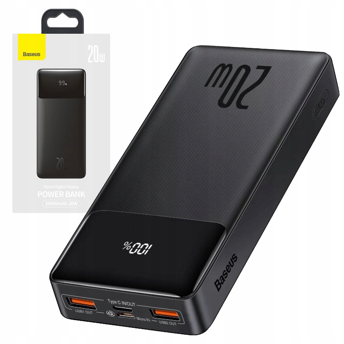 

Baseus Duży Pojemny Power Bank 20000mAh 20W Usb C