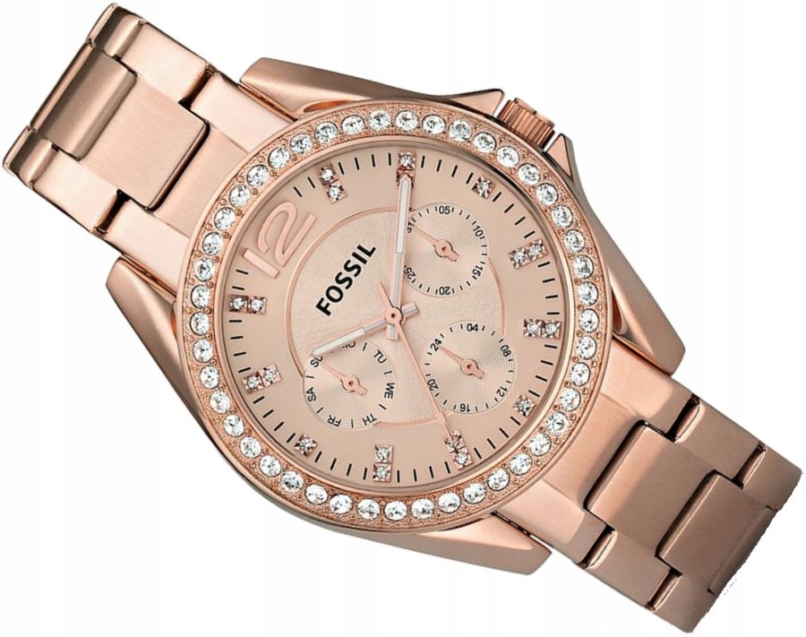 Módní Dámské Hodinky Fossil ES2811 Riley Dress Rosegold Cristals WR100 +box
