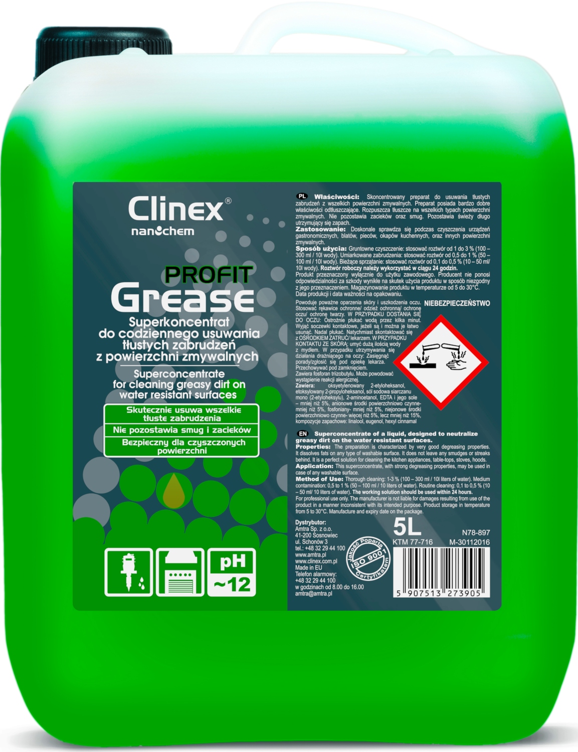 

Clinex Profit Grease 5L Do tłustych zabrudzeń