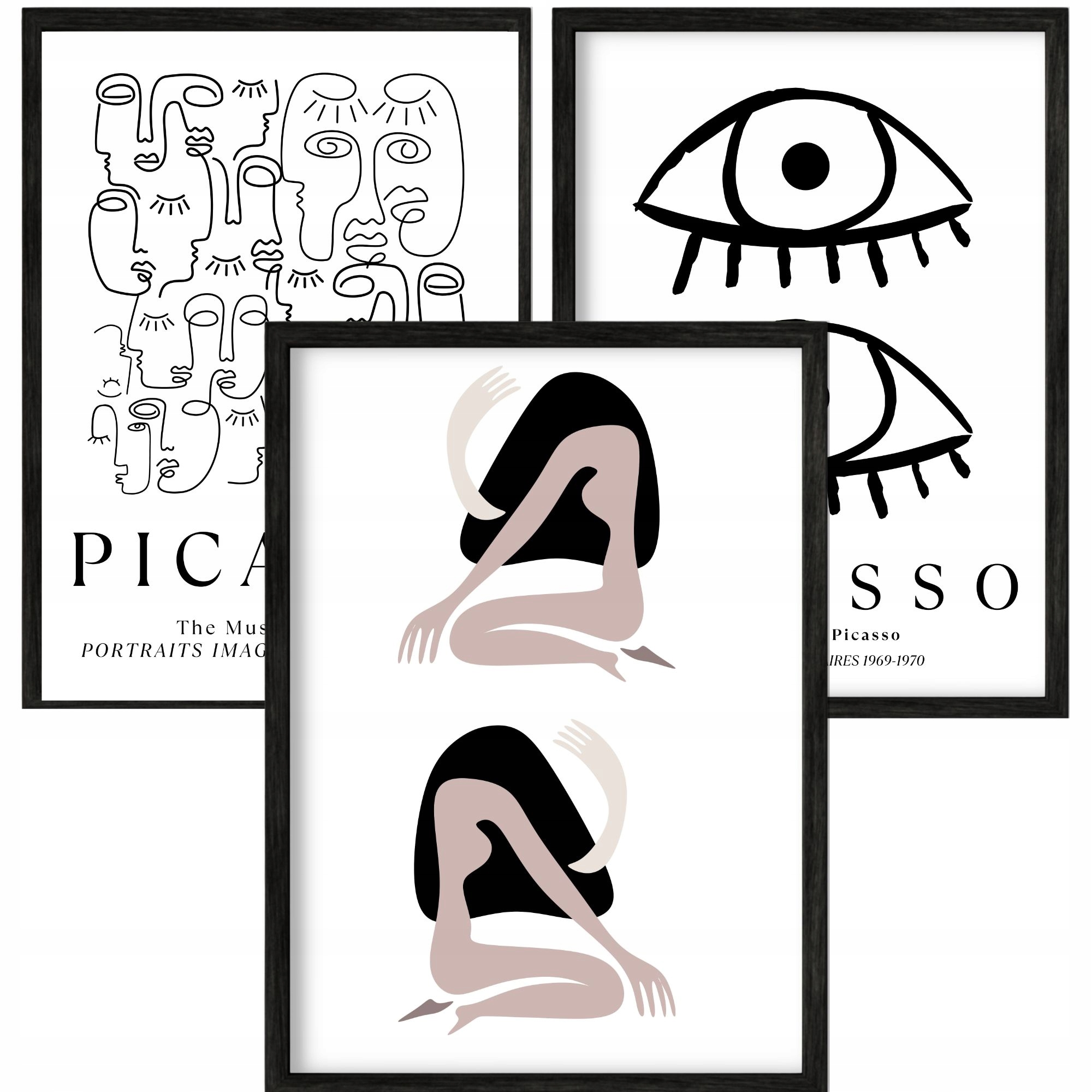 3 x Plakát Foto Obraz 100x70 Do Obývacího Pokoje Černobílé Picasso Tváře 70x100