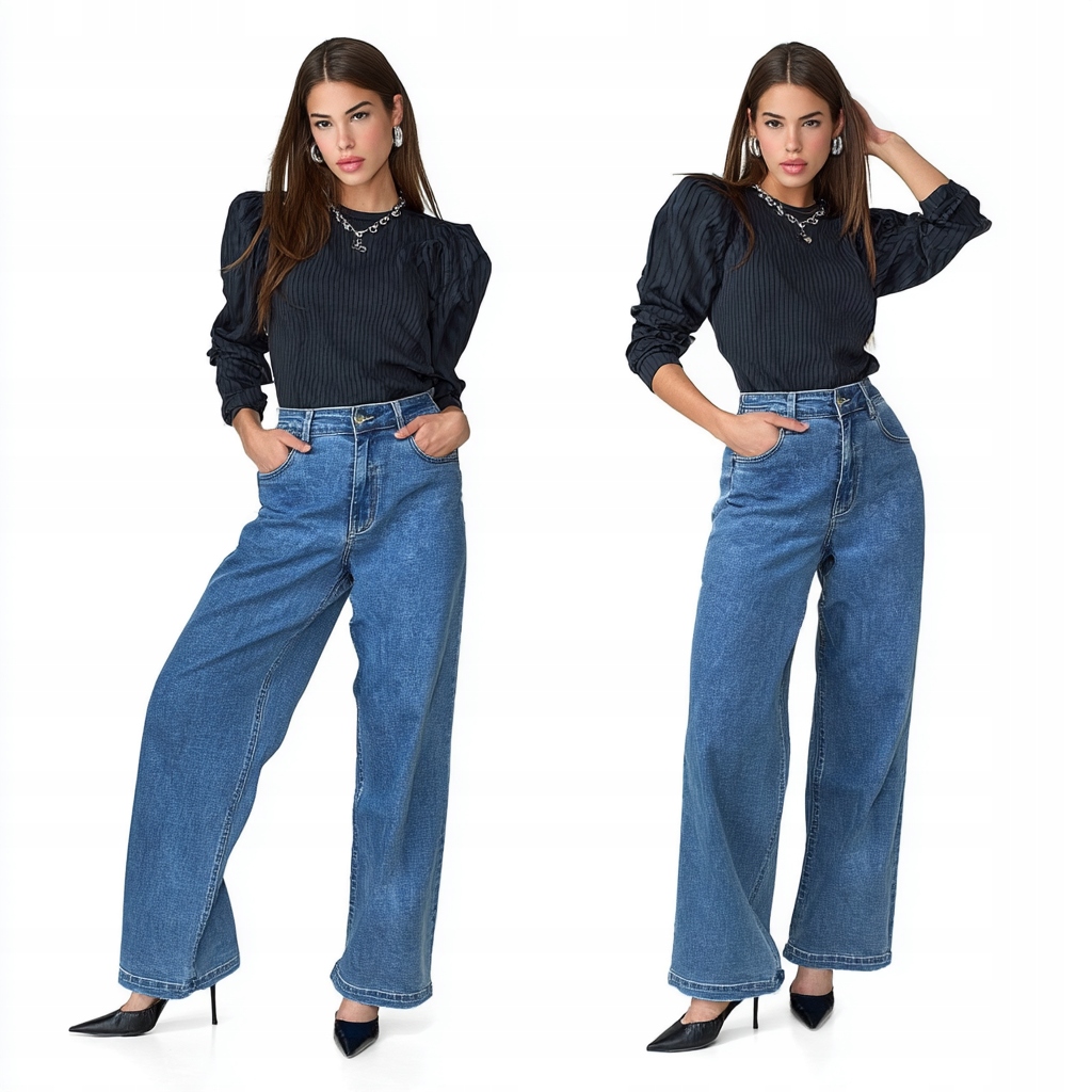 Elegantní Dámské Elastické Džíny S Širokými Modrými Zvony, Velikost 2XL