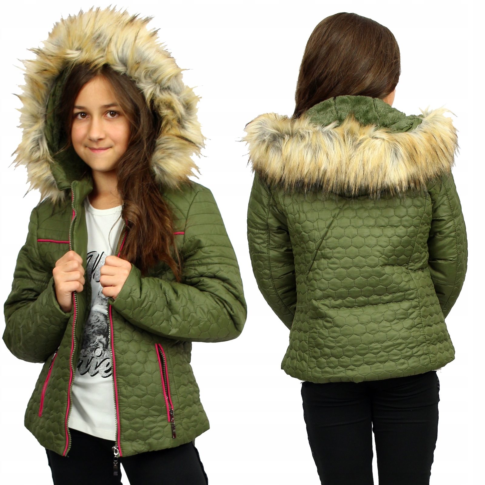 

Kurtka Ocieplana Futerko Kaptur Pikowana 128